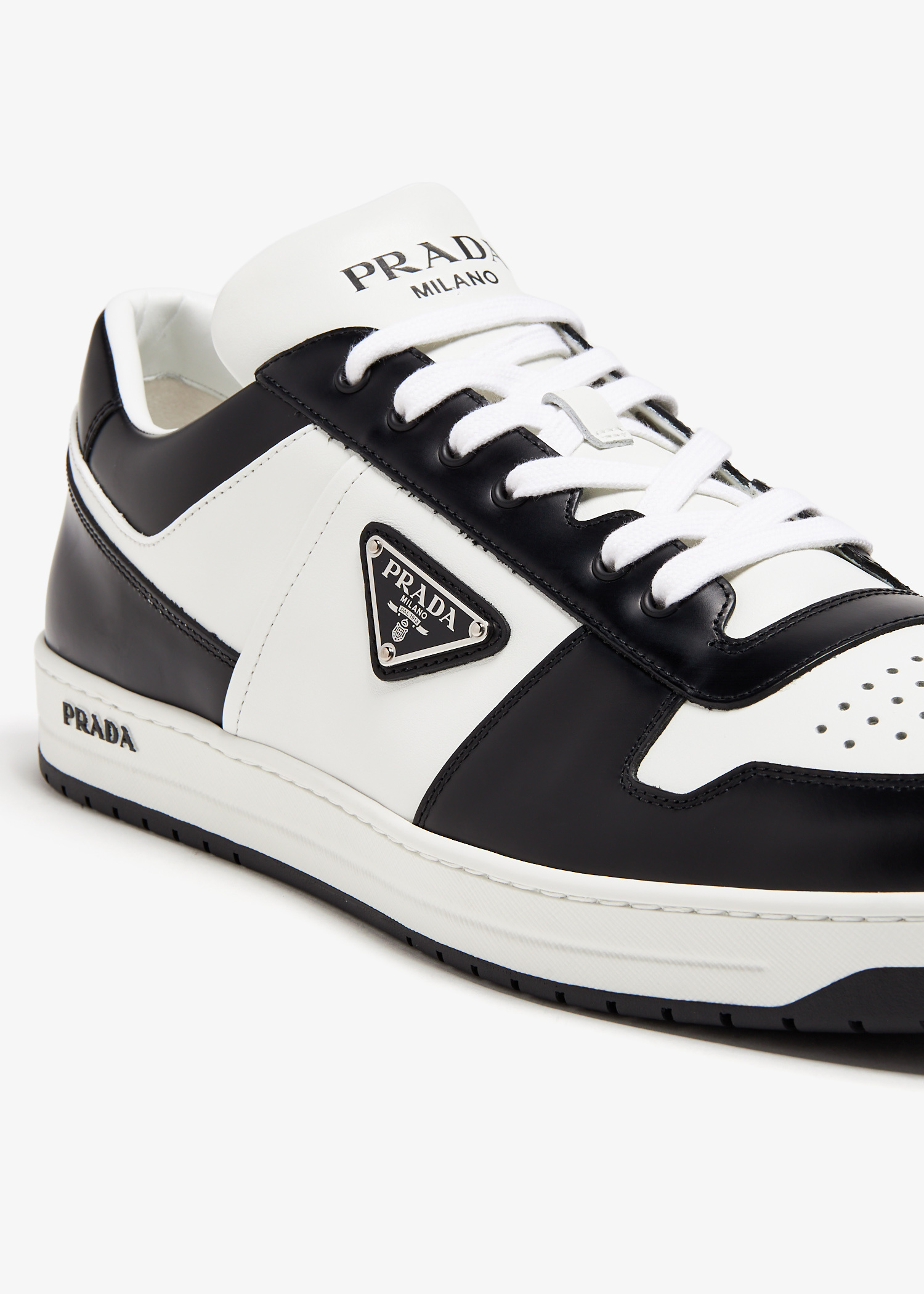 Prada Downtown leather sneakers for Men - Black in Qatar