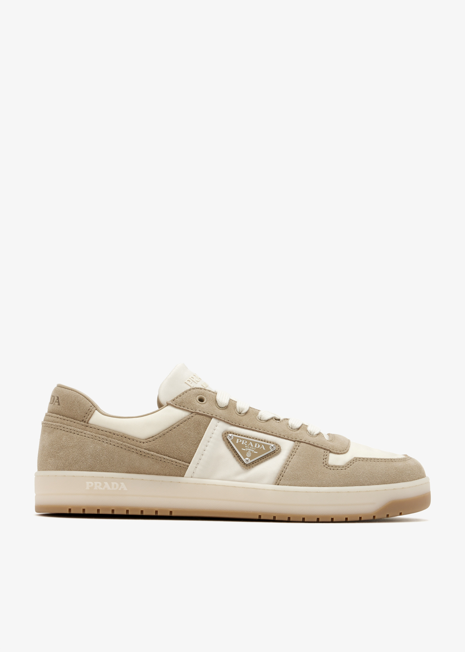 Prada Downtown Re-Nylon and suede sneakers for Men - Beige in UAE