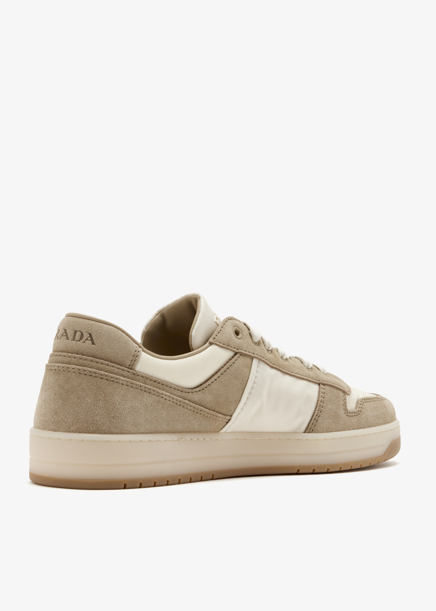 靴 prada sand beige lace up suede sneaker Prada Downtown Re-Nylon and suede sneakers for Men - Beige in UAE