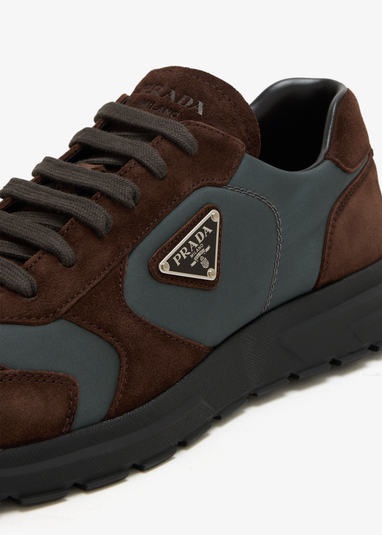 Prada Prax Suede and Re-Nylon sneakers for Men - Brown in KSA