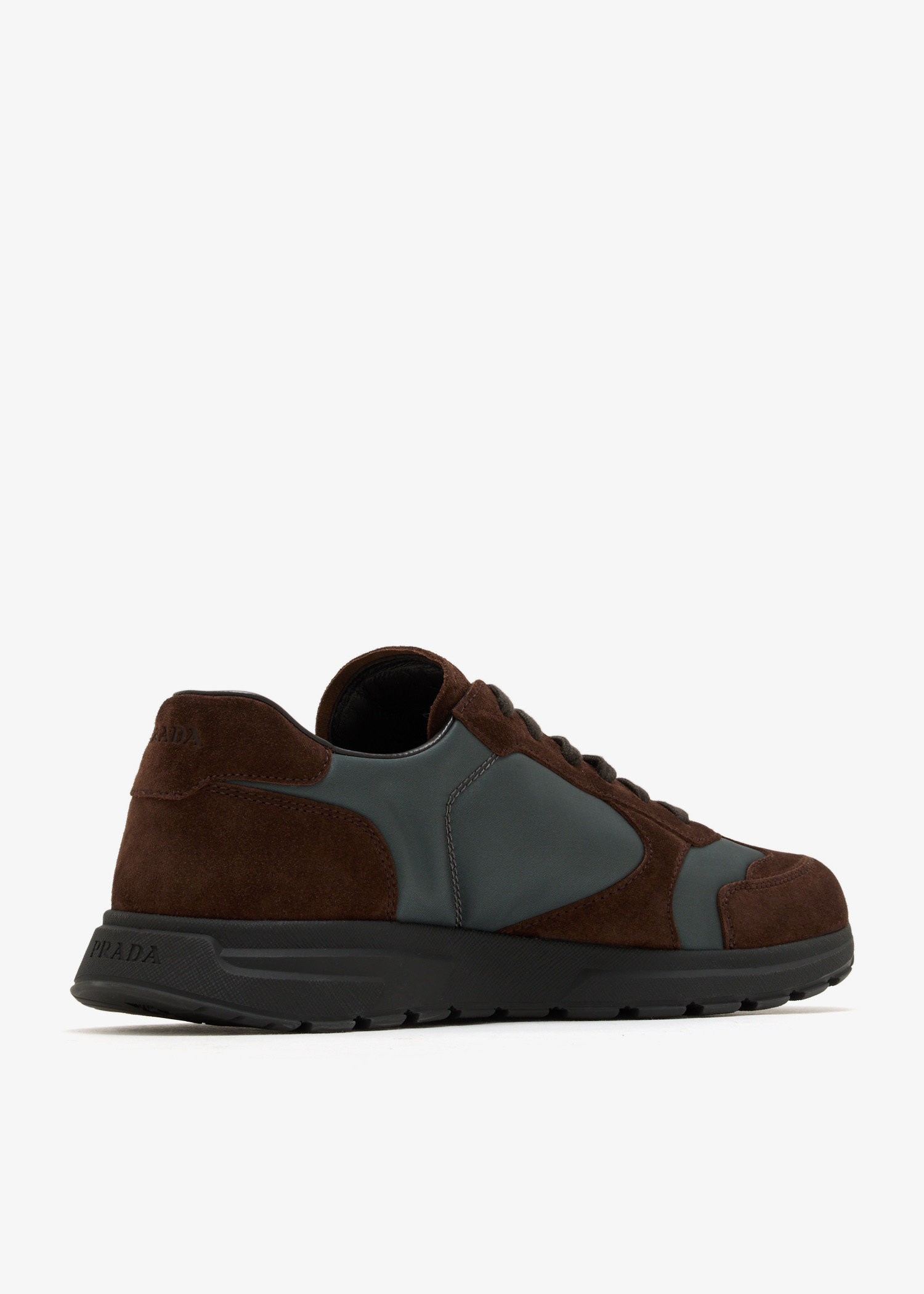PRADA 12aw rubber sole shoes brown×black Prada Prax Suede and Re-Nylon sneakers for Men - Brown in KSA