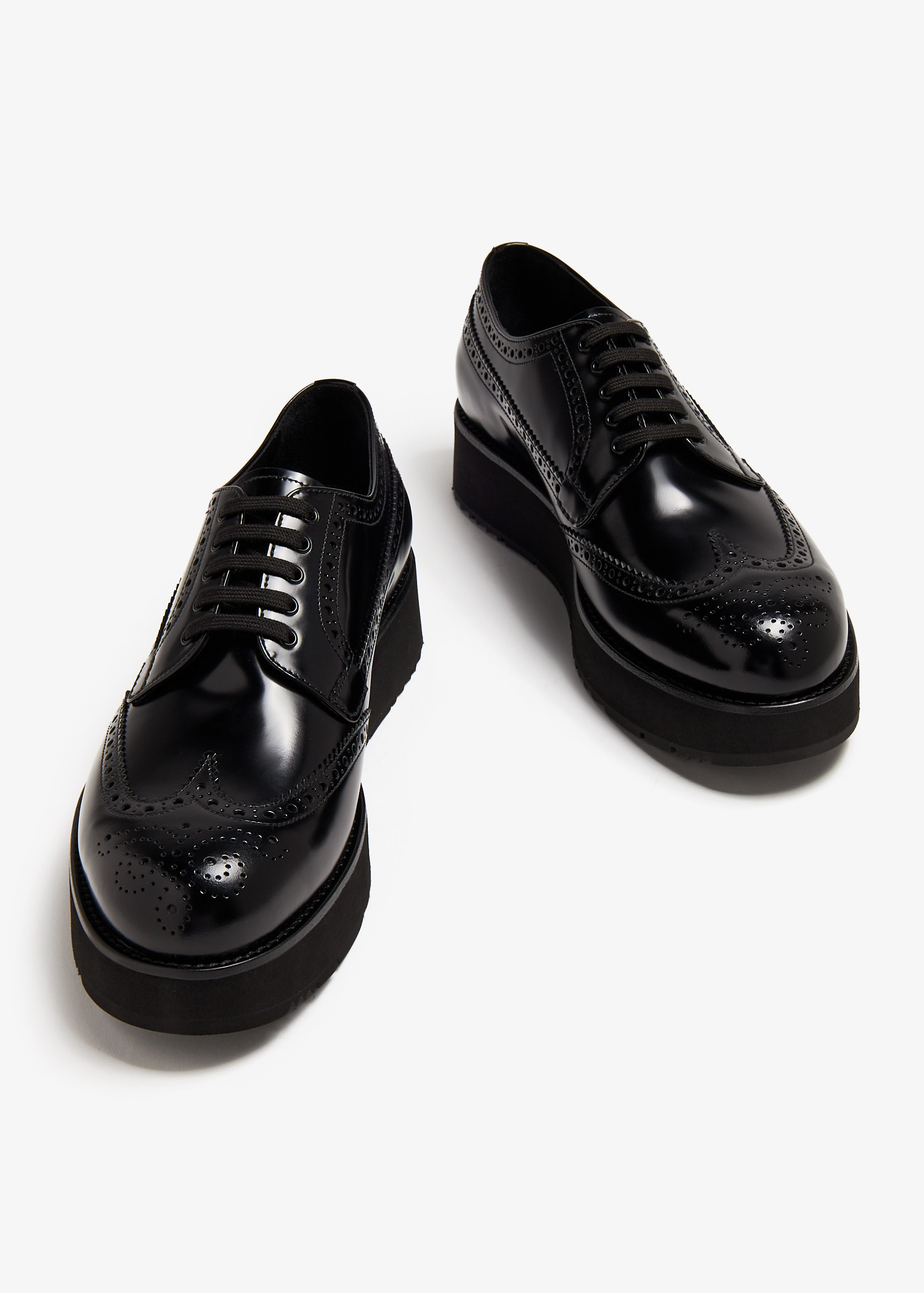 PRADA セール★ 4D3224 Prada Brushed leather derby brogues for Men - Black in