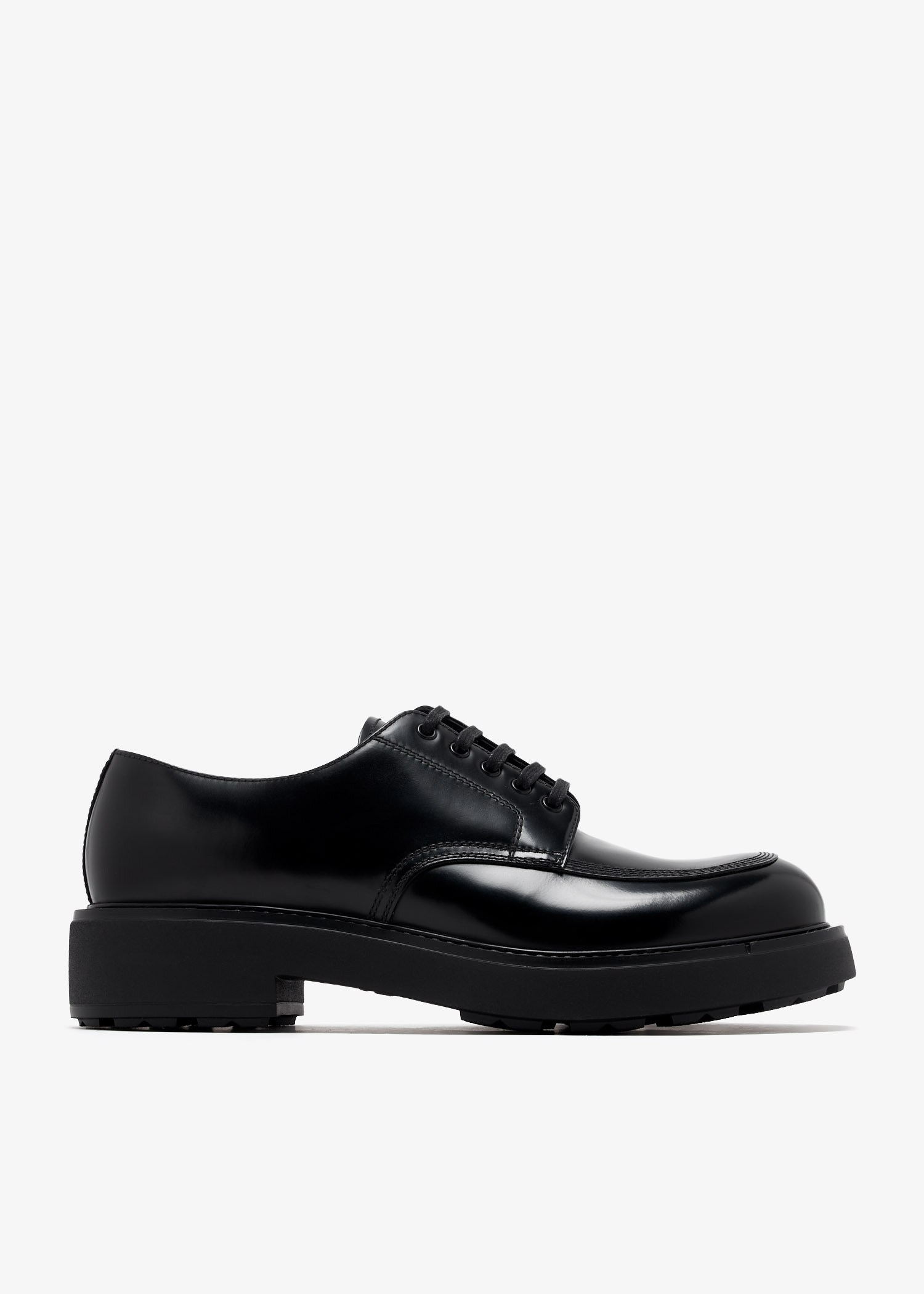 Prada Brushed leather derby shoes for Men - Black in Bahrain