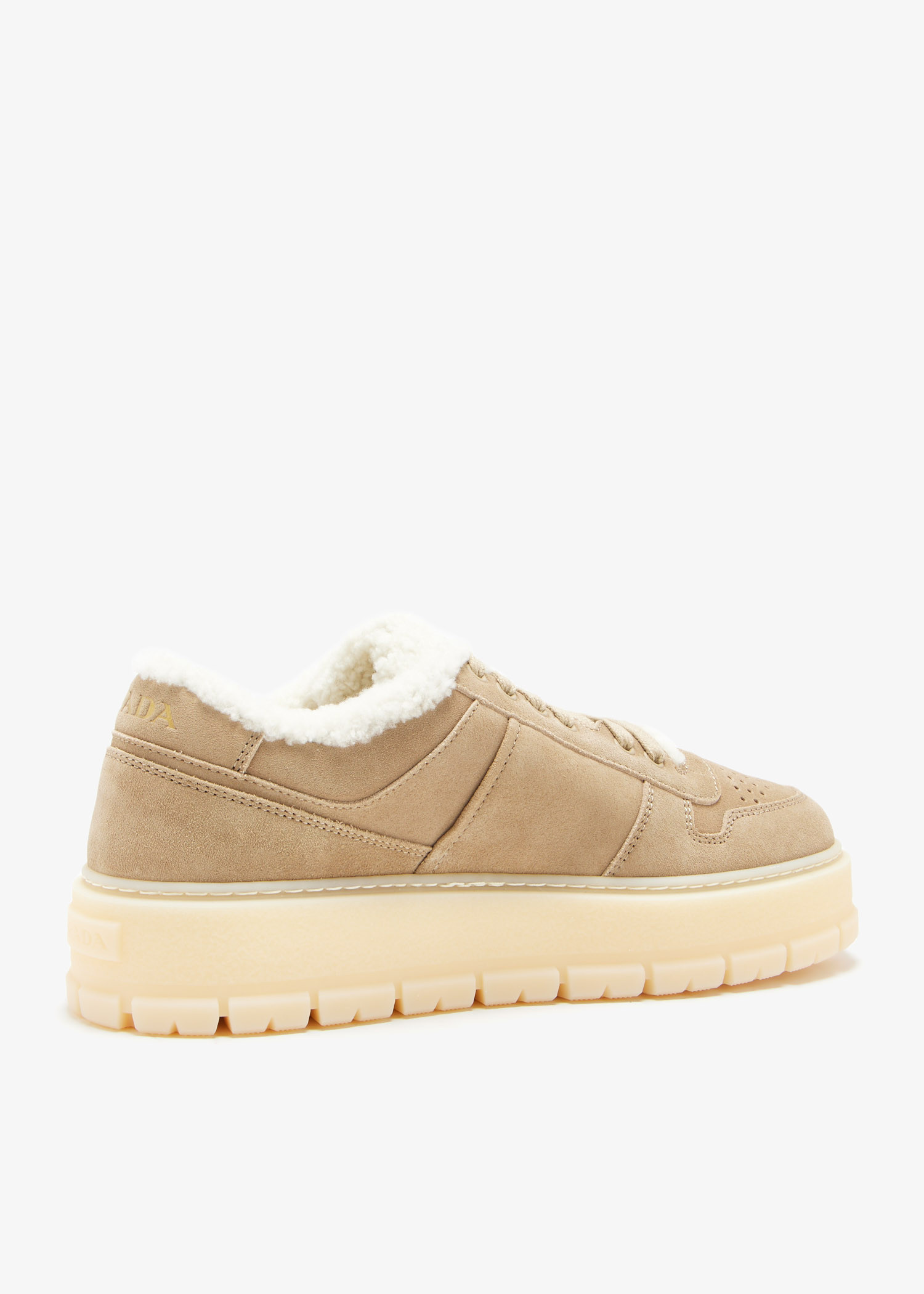 Prada Faded suede laced sneakers for Men - Beige in UAE | Level Shoes