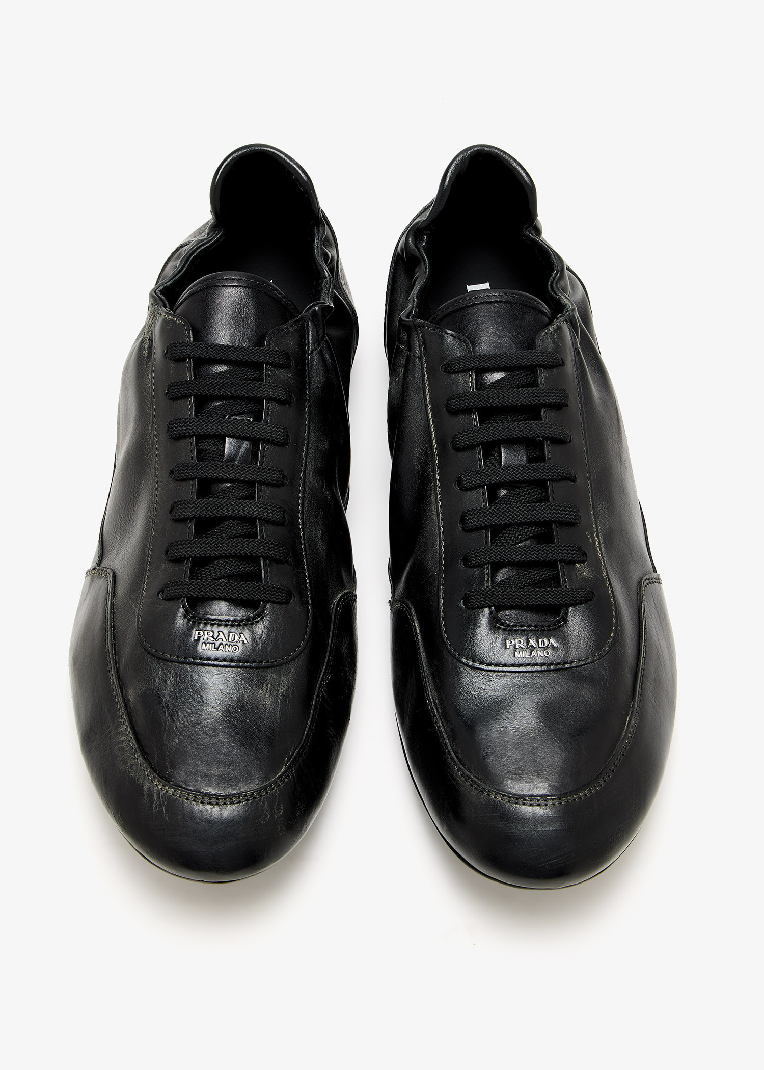 プラダ Prada Calf Leather Sneakers Prada Collapse leather sneakers for Men - Black in Qatar