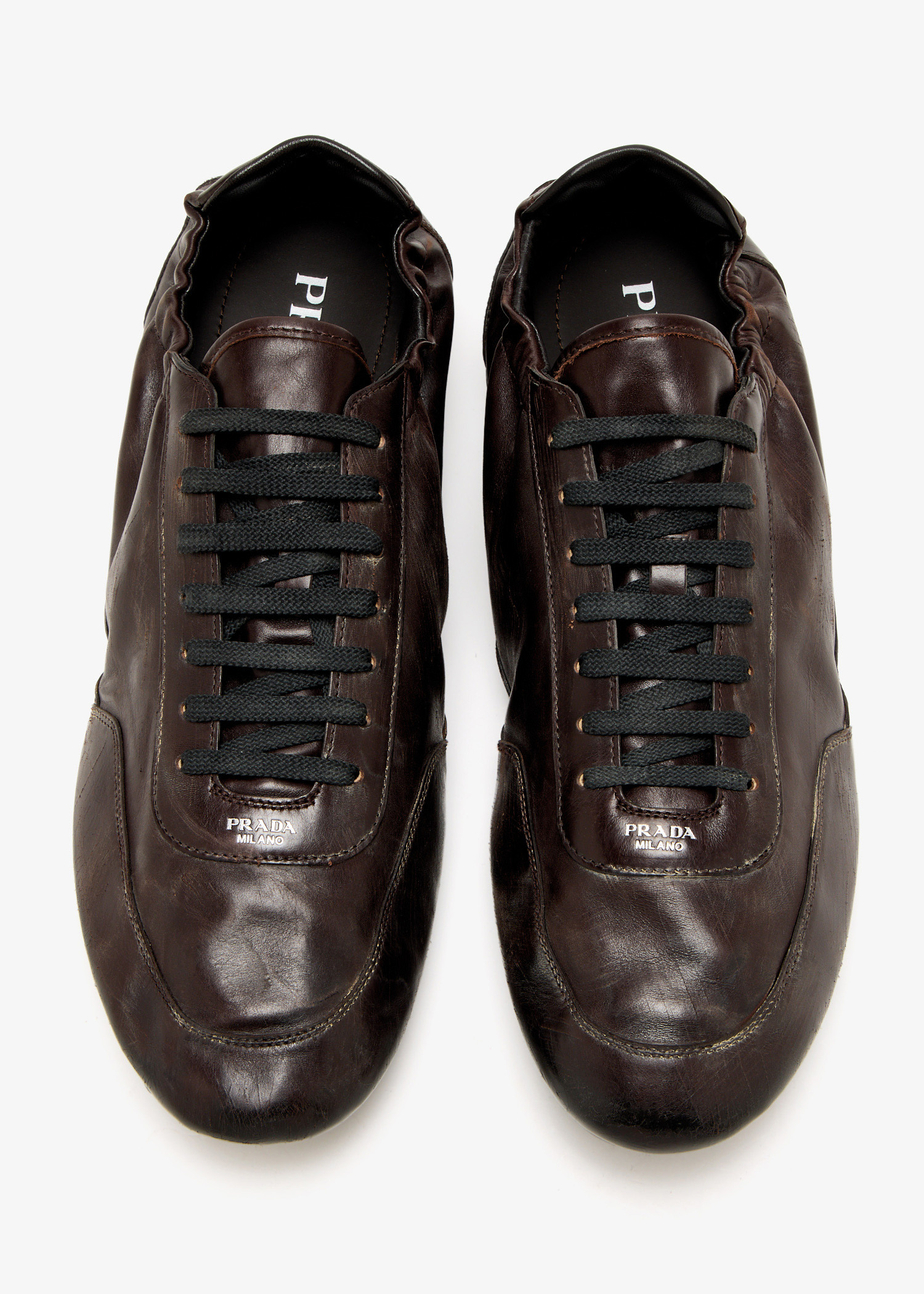 Prada Collapse leather sneakers for Men - Brown in Oman