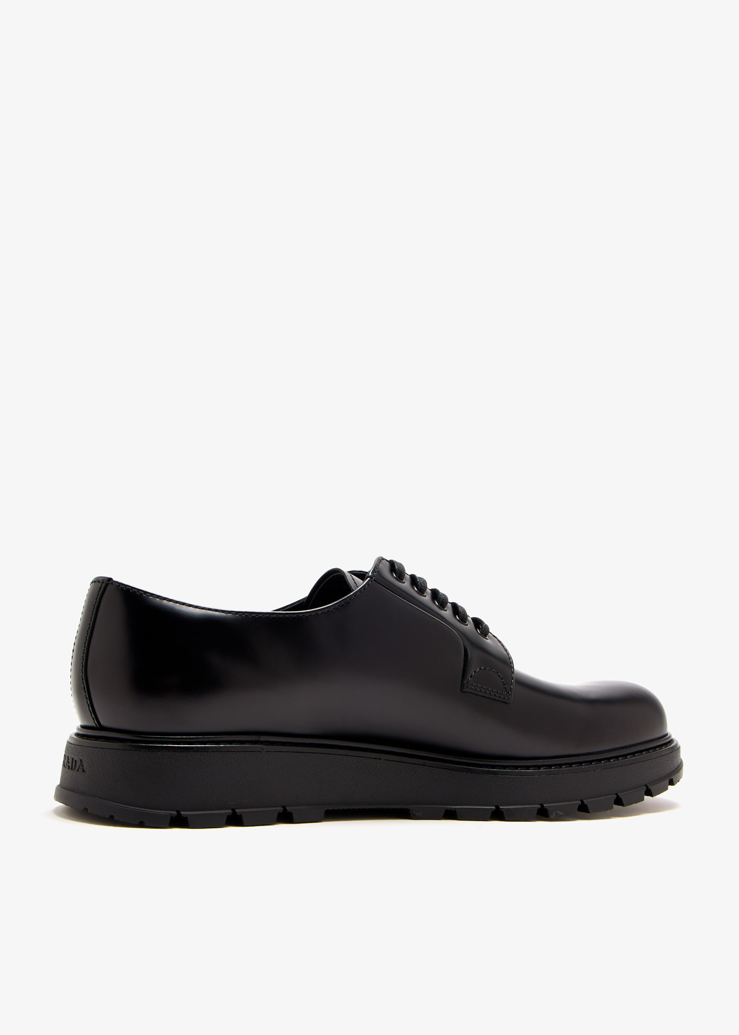 靴 prada leather shoes Brushed leather lace-up shoes