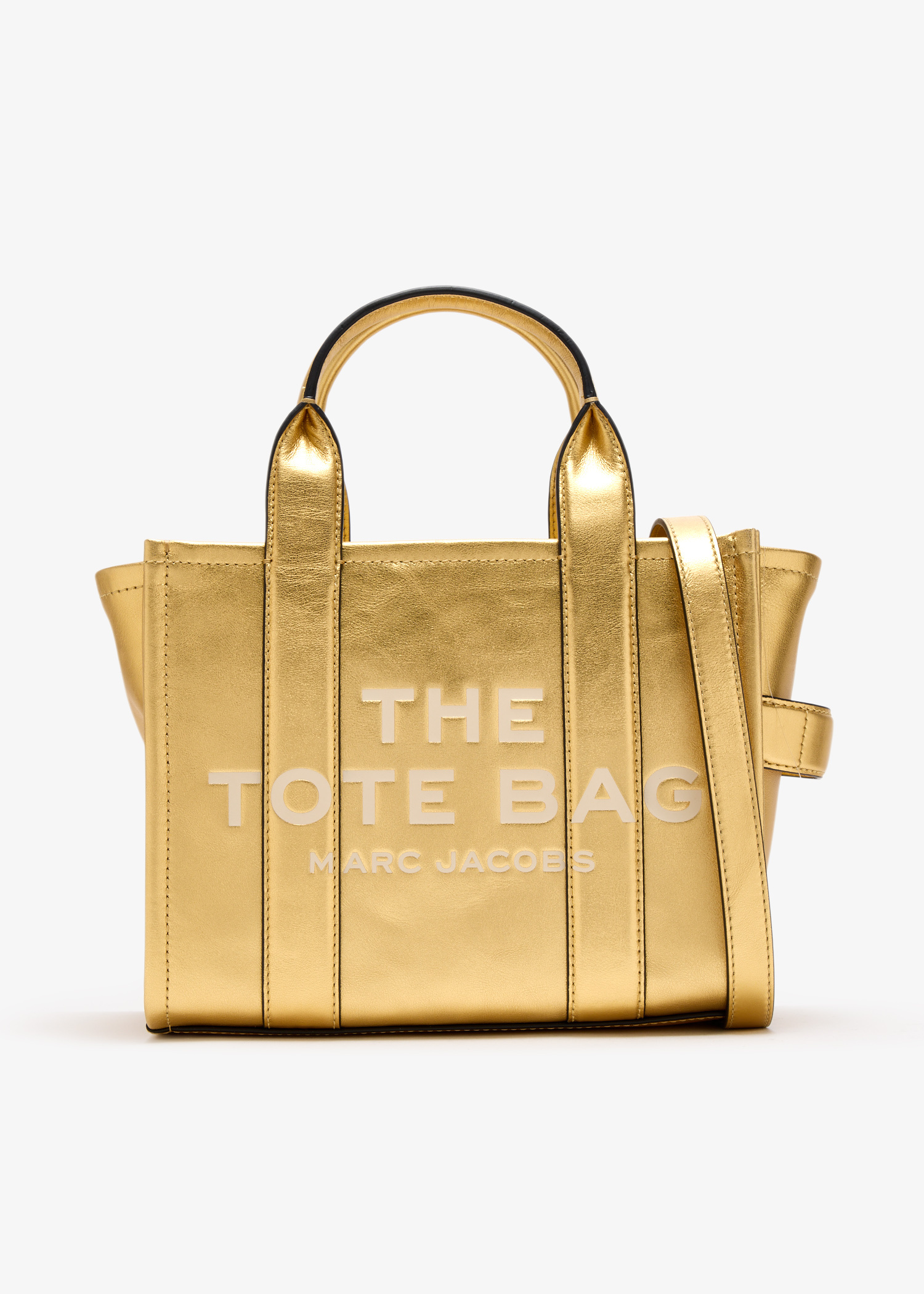 Marc Jacobs The Metallic leather small tote bag for Women - Gold