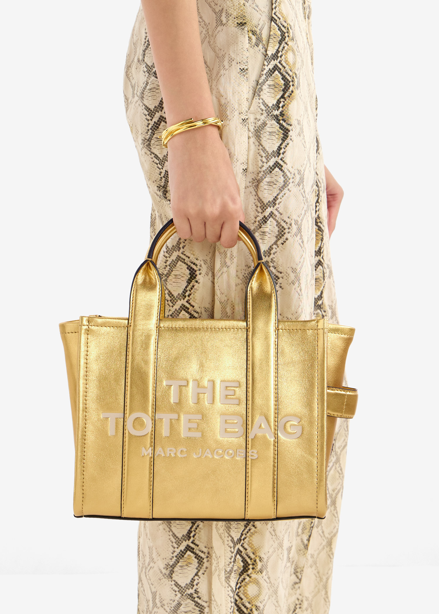 トートバッグ MARC JACOBS GOLD LEATHER THE SMALL TOTE BAG Marc Jacobs Gold leather The Small Tote Bag | TheDoubleF