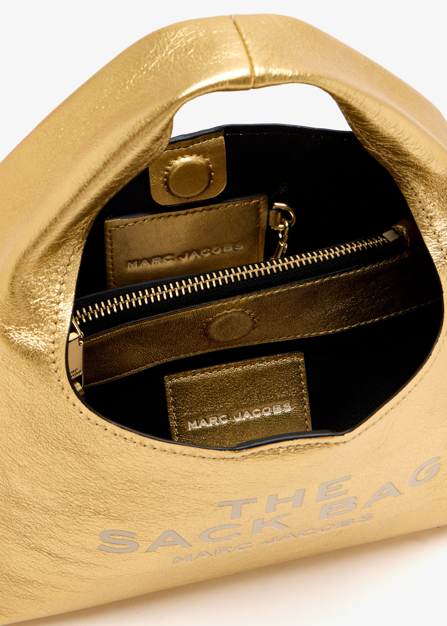 トートバッグ Marc Jacobs The Mini Sack Purse - Leather - Gold Marc Jacobs The Metallic Leather Mini Sack bag for Women
