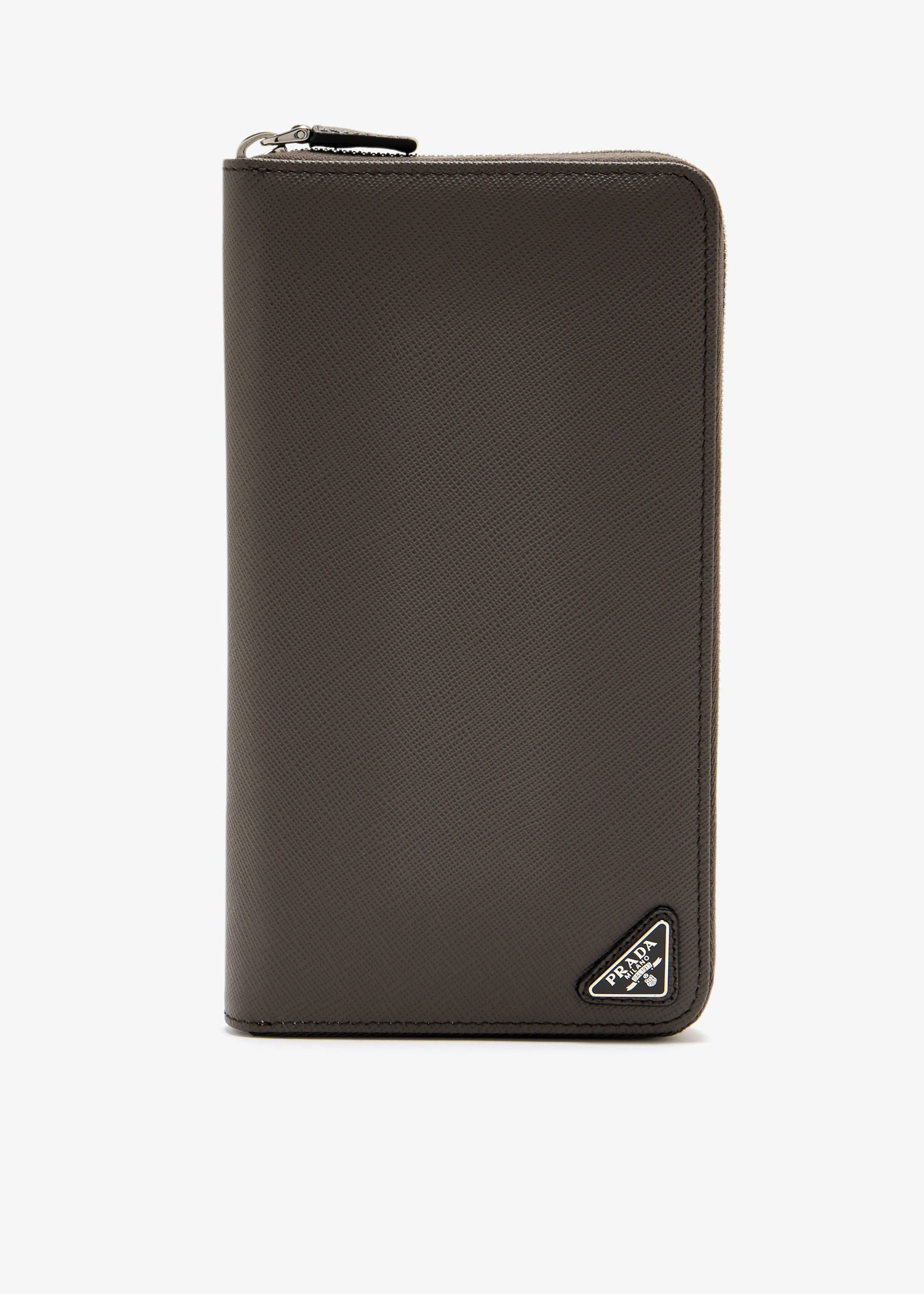 Prada Saffiano leather zip around wallet for Men - Grey in