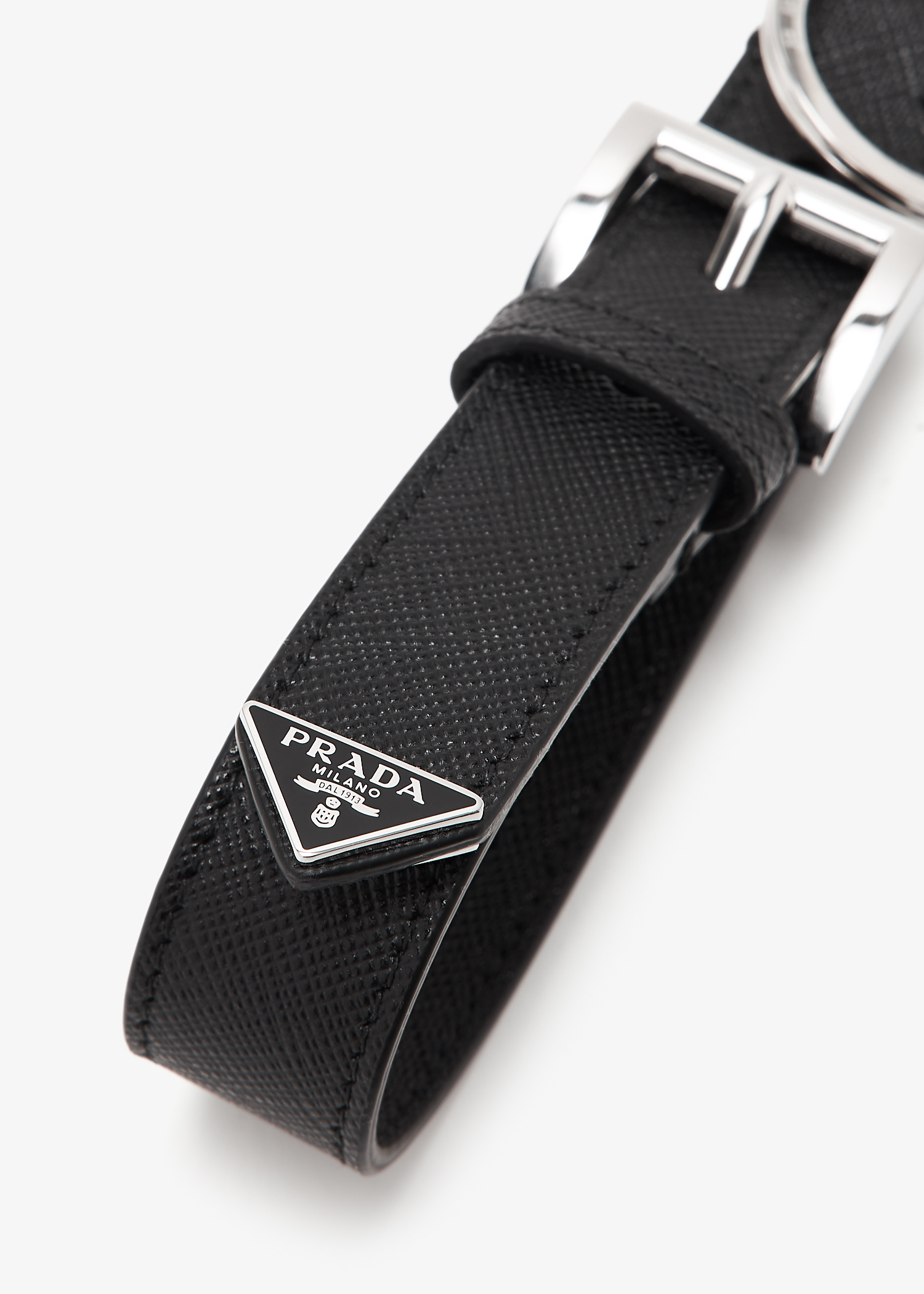Prada Saffiano leather key ring for Men - Black in UAE | Level Shoes