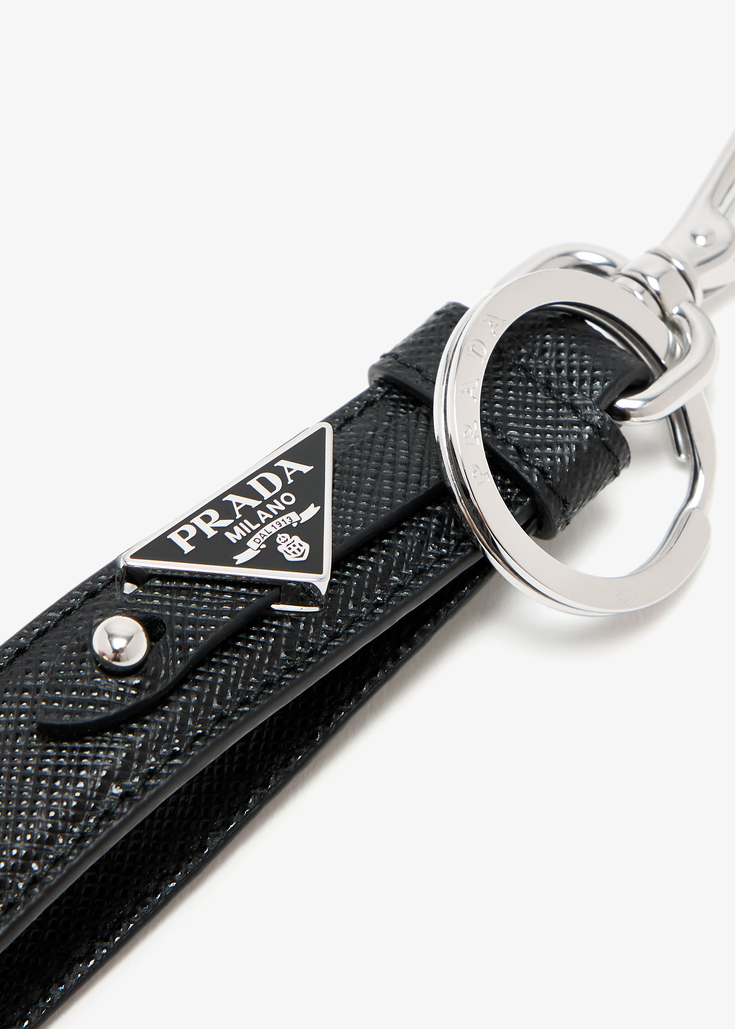 Prada Saffiano leather keychain for Men - Black in Kuwait