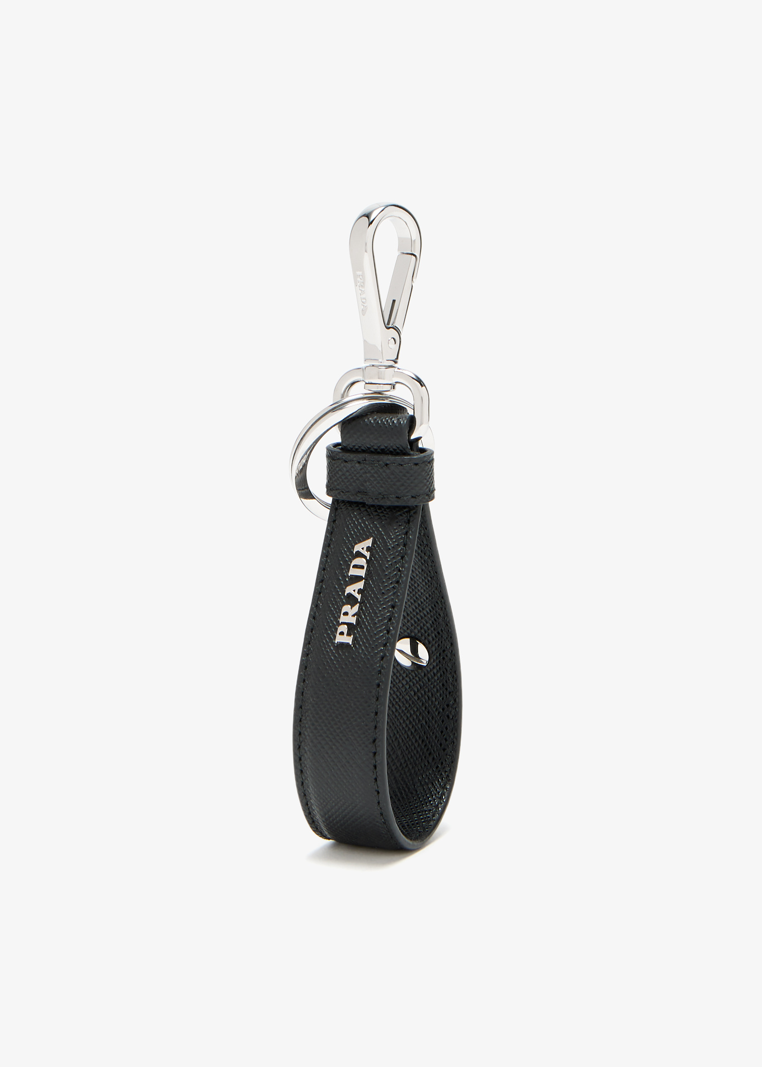 【関税&送料込】Prada Black Leather Key Ring Black Saffiano Leather Key Ring | PRADA