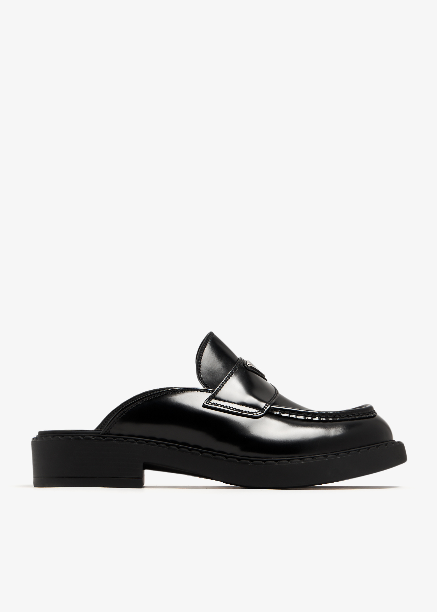 Prada Brushed leather sabots for Men - Black in UAE | Level
