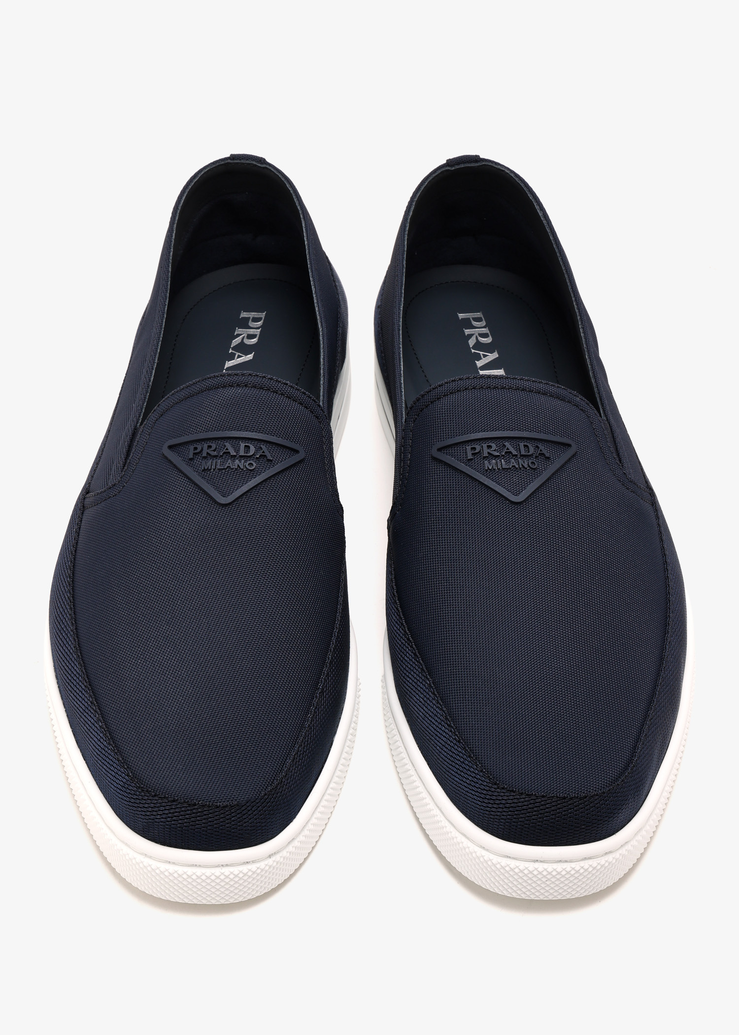 Prada Navy Slip On Sneaker Size 11.5 NIB Prada // Navy Suede Saint Tropez Slip On Sneaker – VSP  main image 3