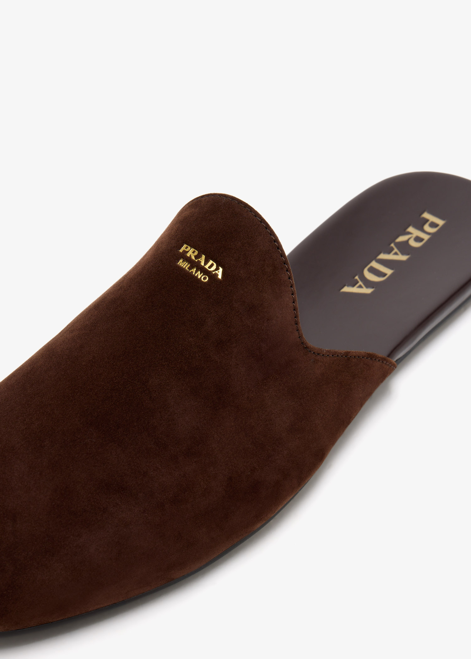 Prada Suede slippers for Men - Brown in UAE | Level Shoes