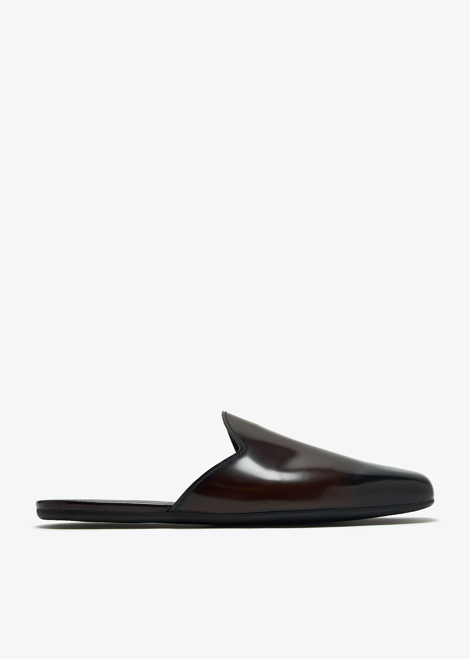 【超希少】PRADA Brushed Mule Slippers BLK 6 Prada Brushed leather mules for Men - Brown in KSA | Level Shoes