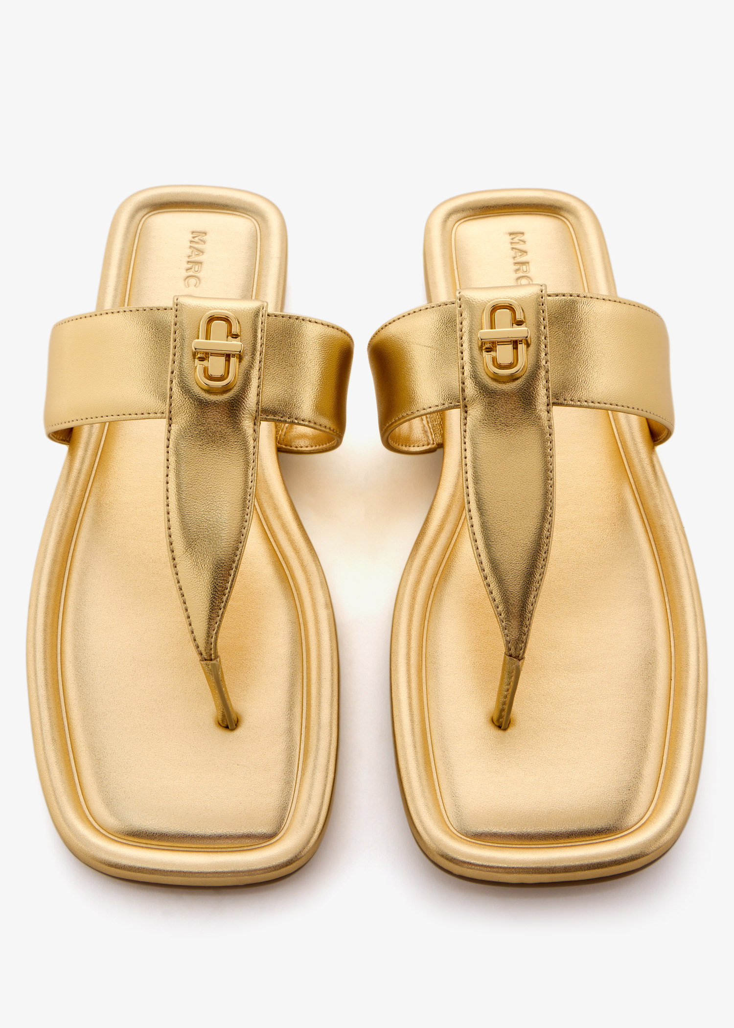 Marc Jacobs The Dual T-Strap flat sandals for Women - Gold