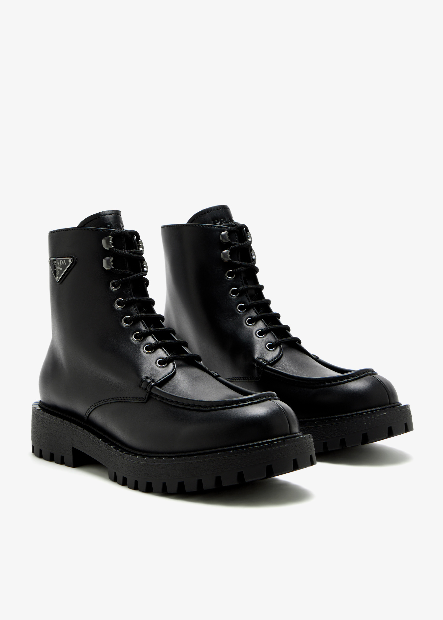 Prada Laced leather booties for Men - Black in KSA | Level Shoes