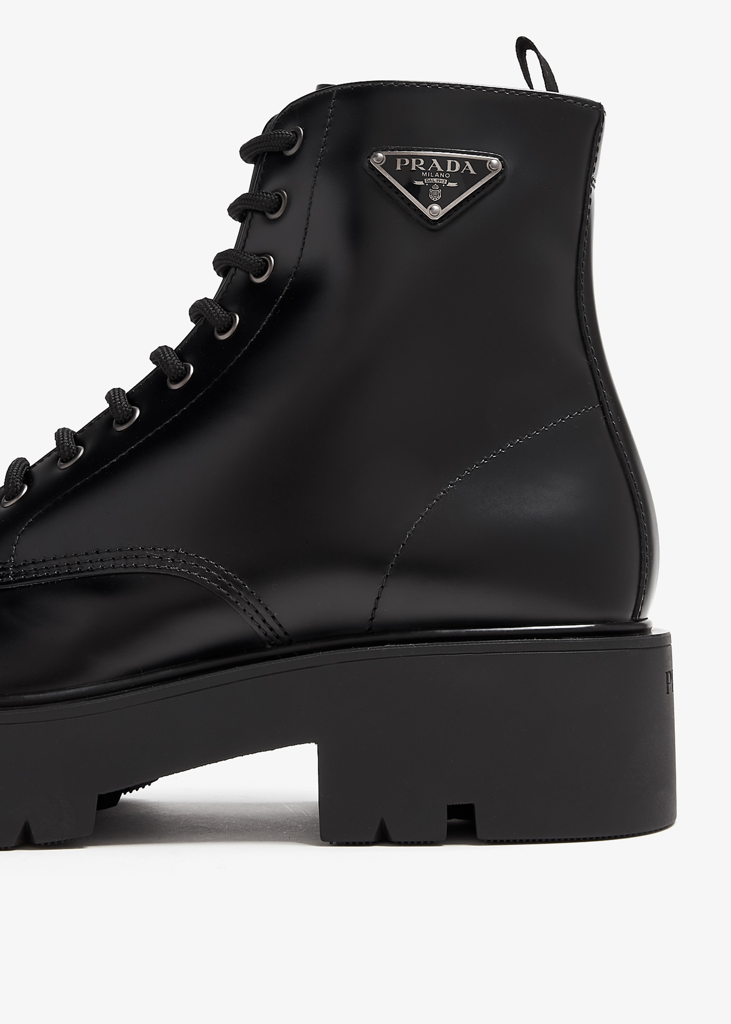 【PRADA】BRUSHED LEATHER COMBAT BOOTS Prada Brushed Leather Combat Boots | Saks Fifth Avenue