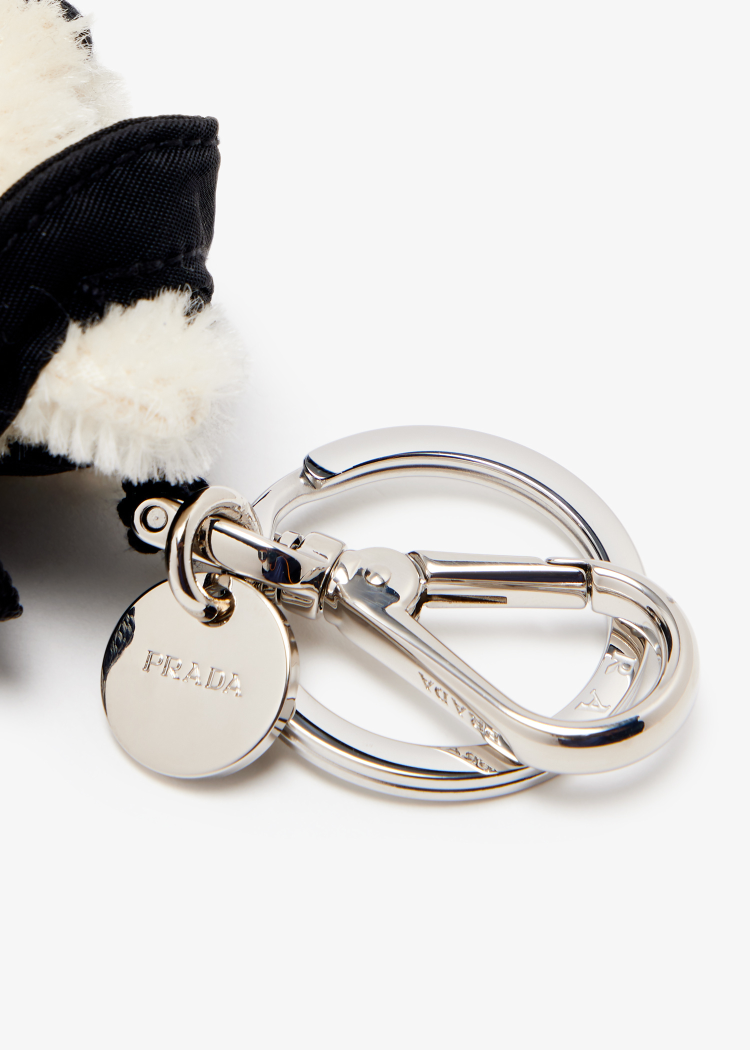 【上品な可愛さ】PRADA グレー＆ホワイト Teddy バッグチャーム PRADA プラダ 可愛い♡ ベア トリック バッグチャーム (PRADA