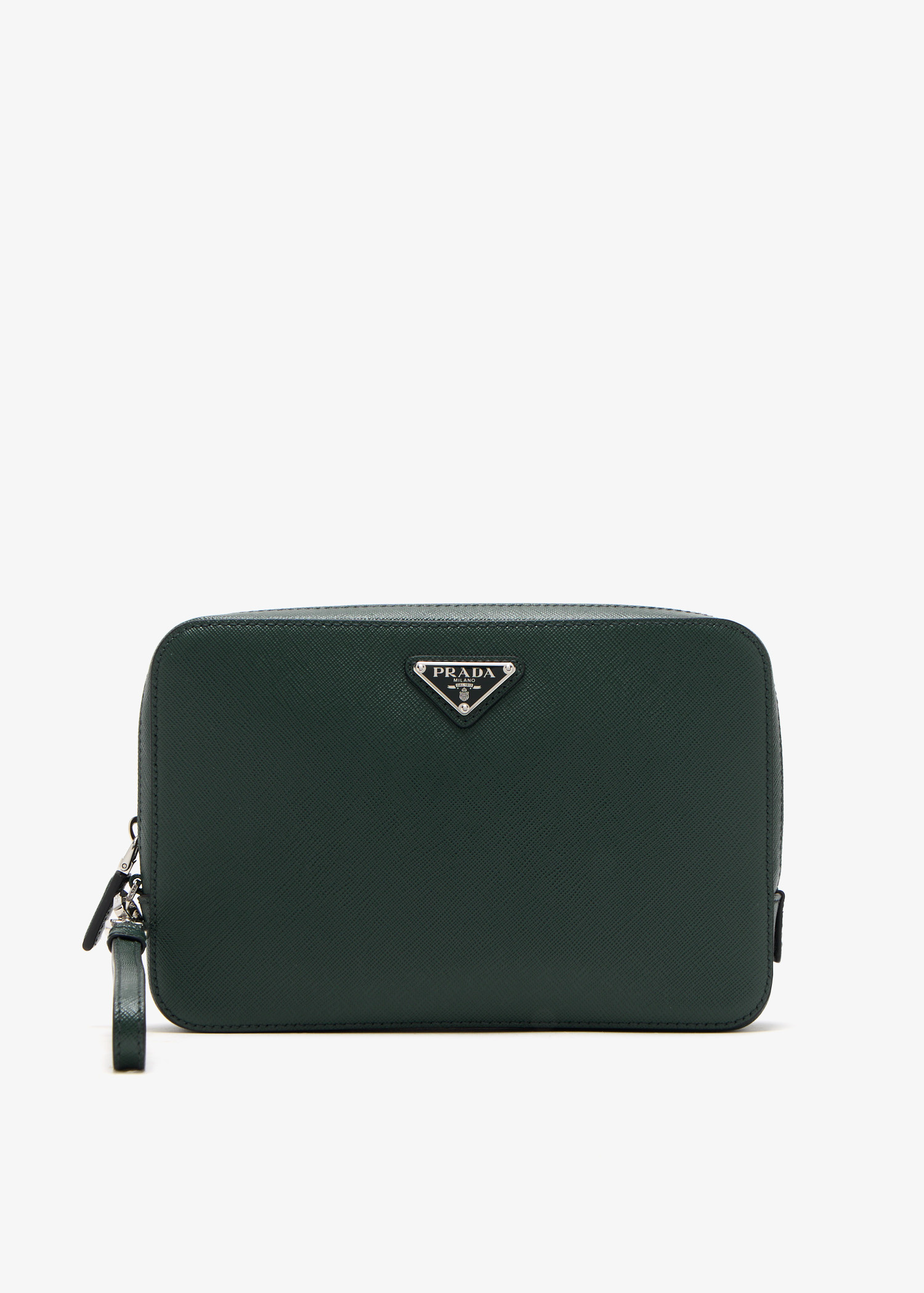 Prada Saffiano leather clutch for Men - Green in UAE | Level