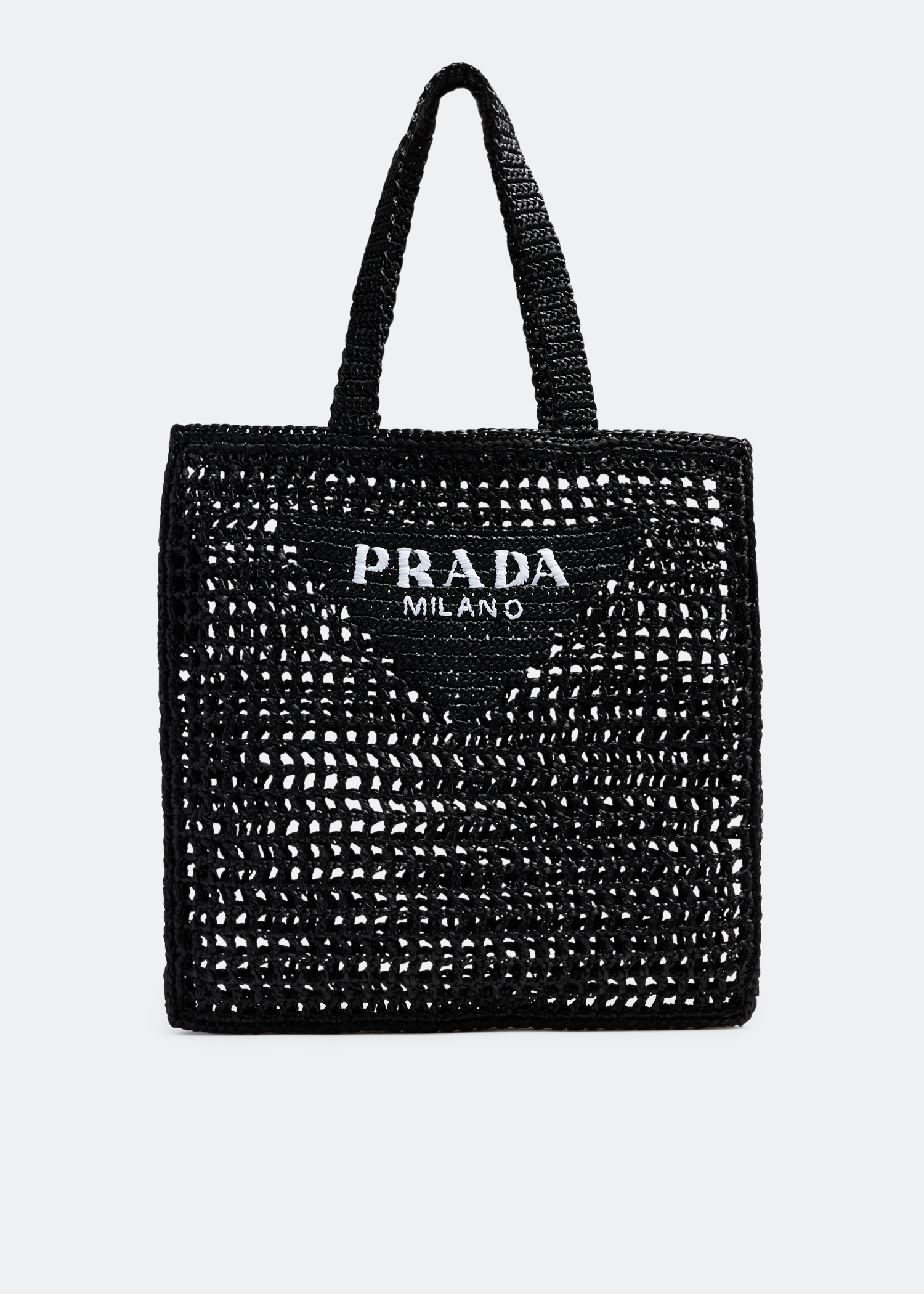 バッグ PRADA knit tote bag black Prada Crochet tote bag for Men - Black in UAE | Level Shoes