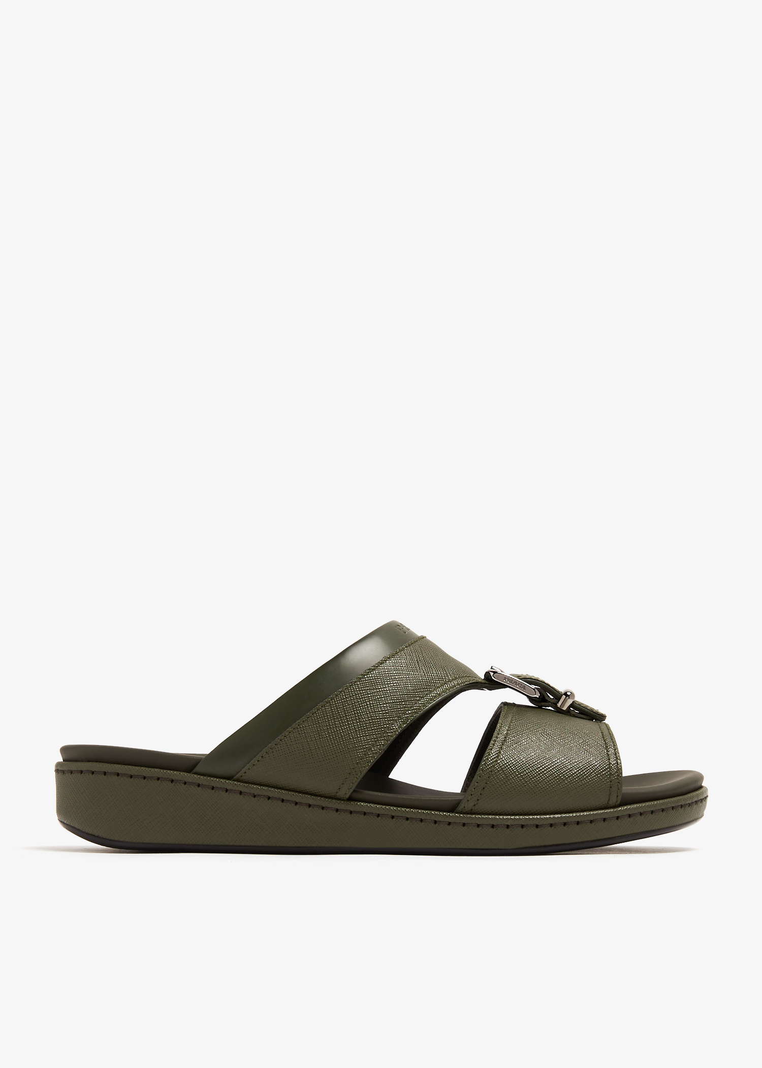 【韓国ブランド】MONOHA：25SS Leather combo slide Black Padded Nappa Leather Slides | PRADA