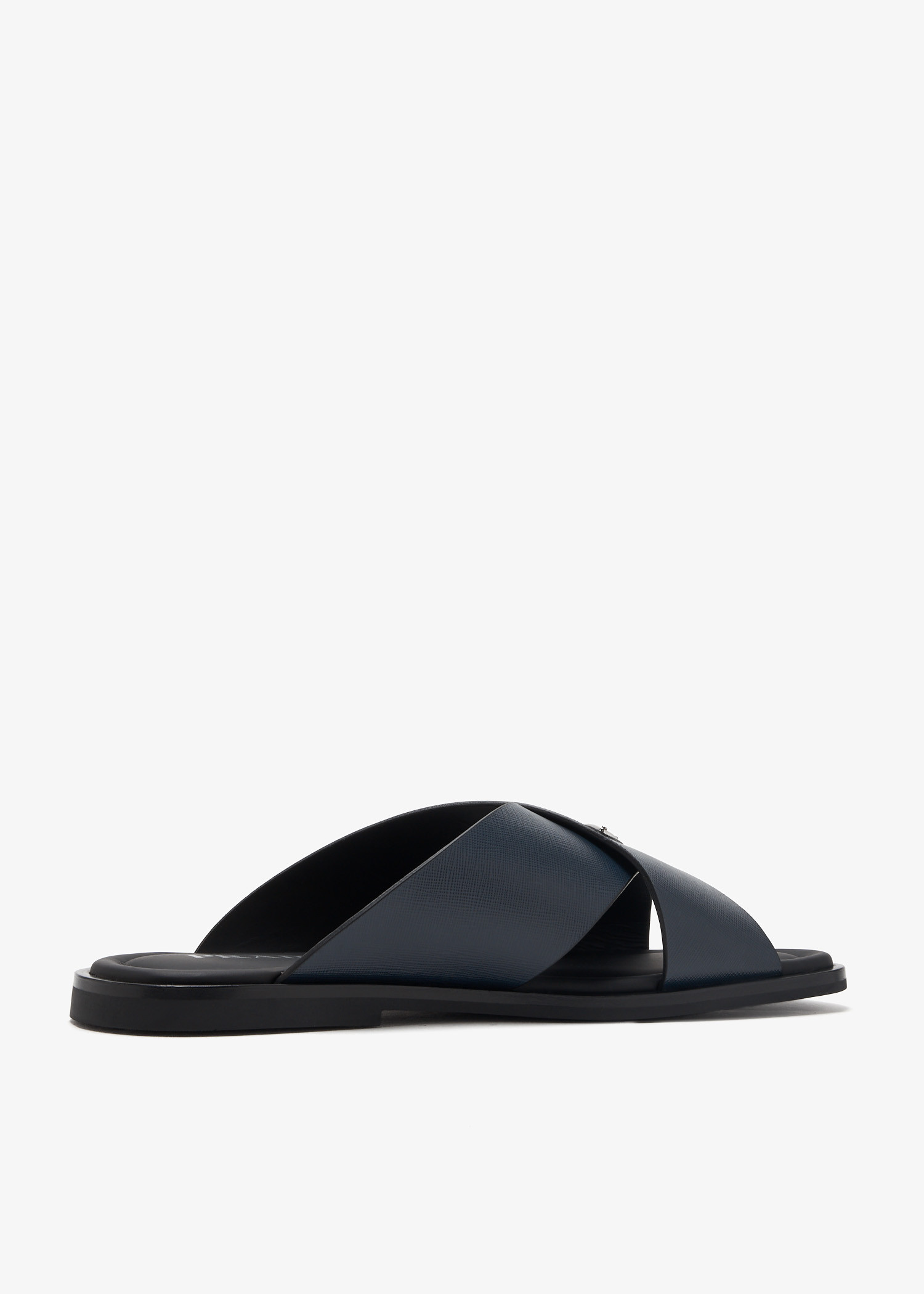 Prada Saffiano leather crisscross sandals for Men - Navy in