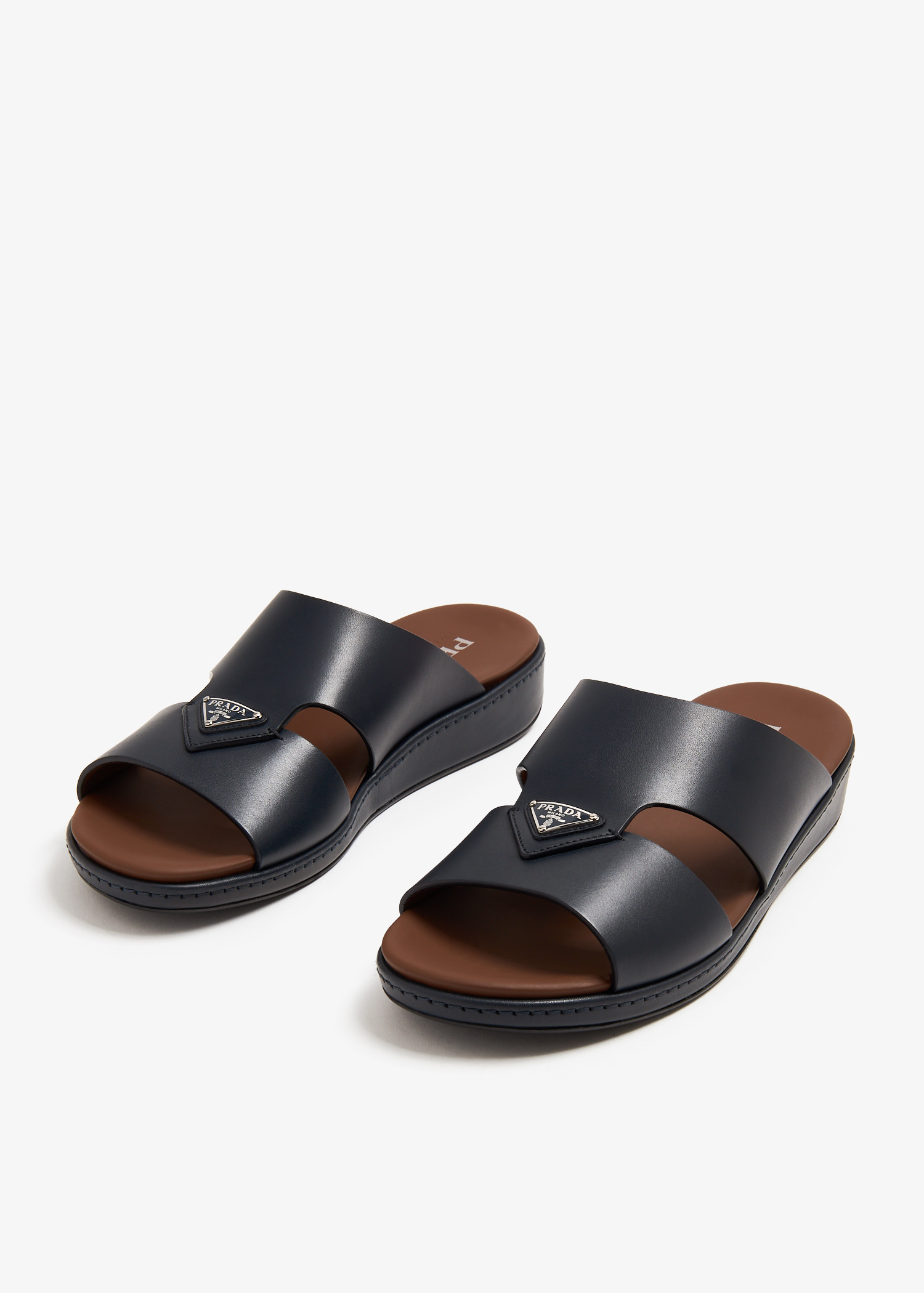 Prada Leather sandals for Men - Blue in UAE | Level Shoes
