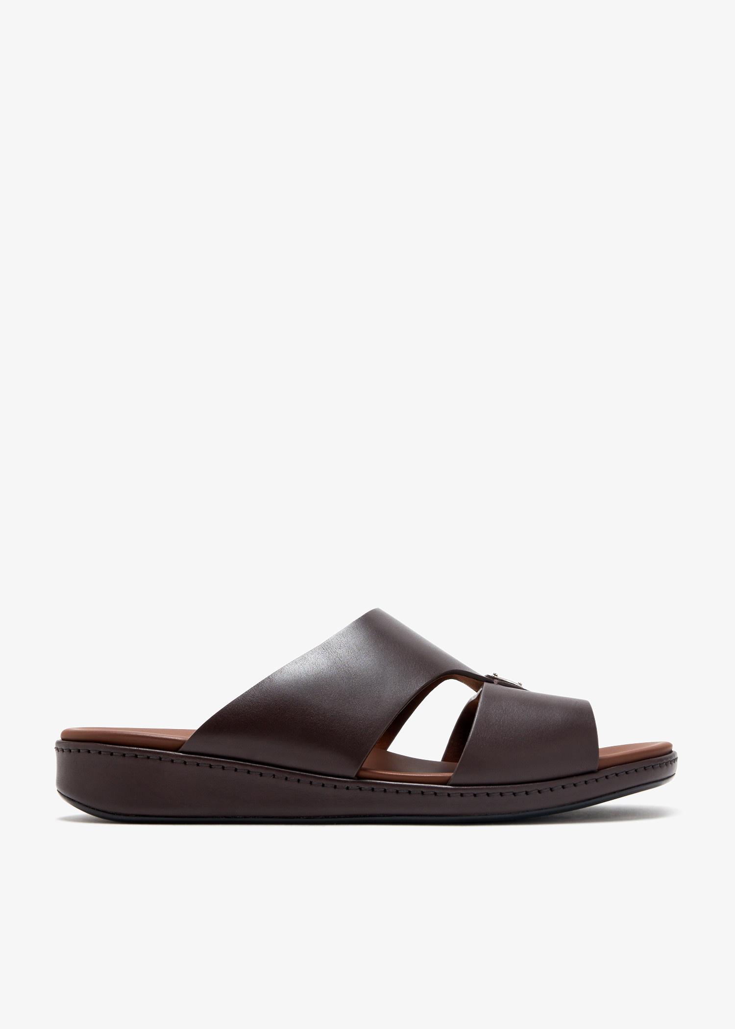 Prada Leather slide sandals for Men - Brown in UAE | Level Shoes