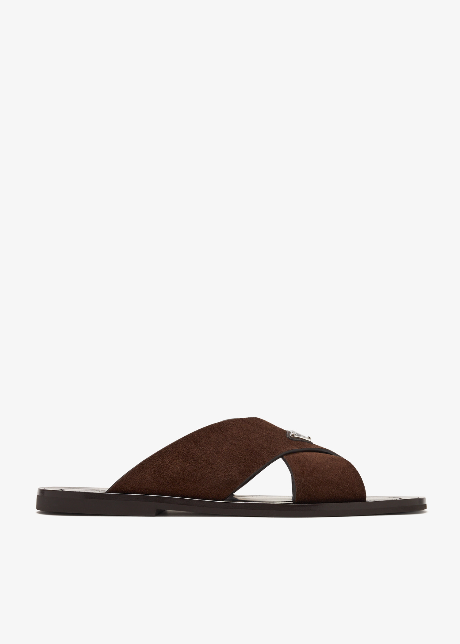 24AW new/PRADA ロゴ入りスエード＆レザーサンダル Sandal Brown 24AW new/PRADA ロゴ入りスエード＆レザーサンダル Sandal Brown