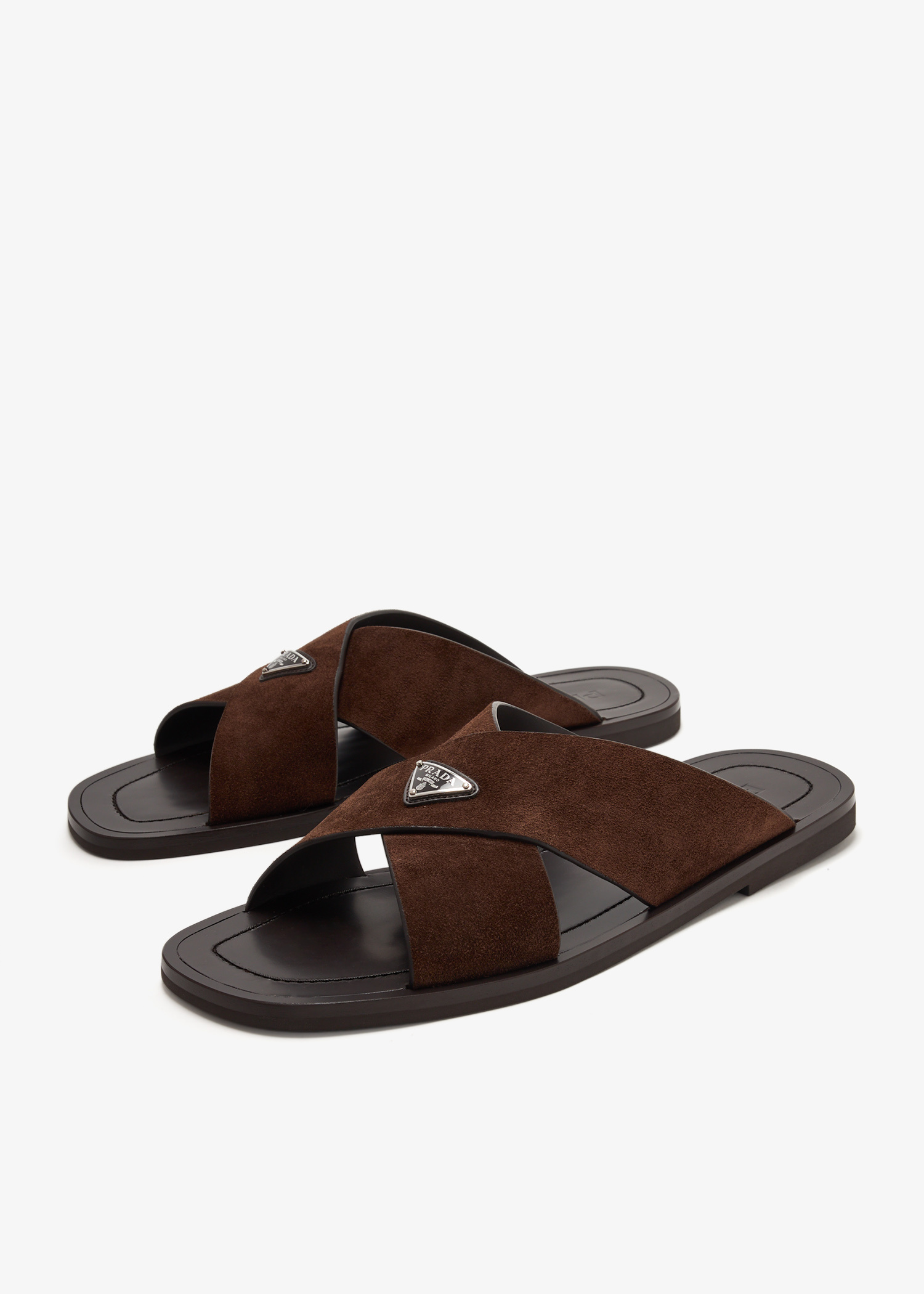 Prada Suede crisscross sandals for Men - Brown in UAE