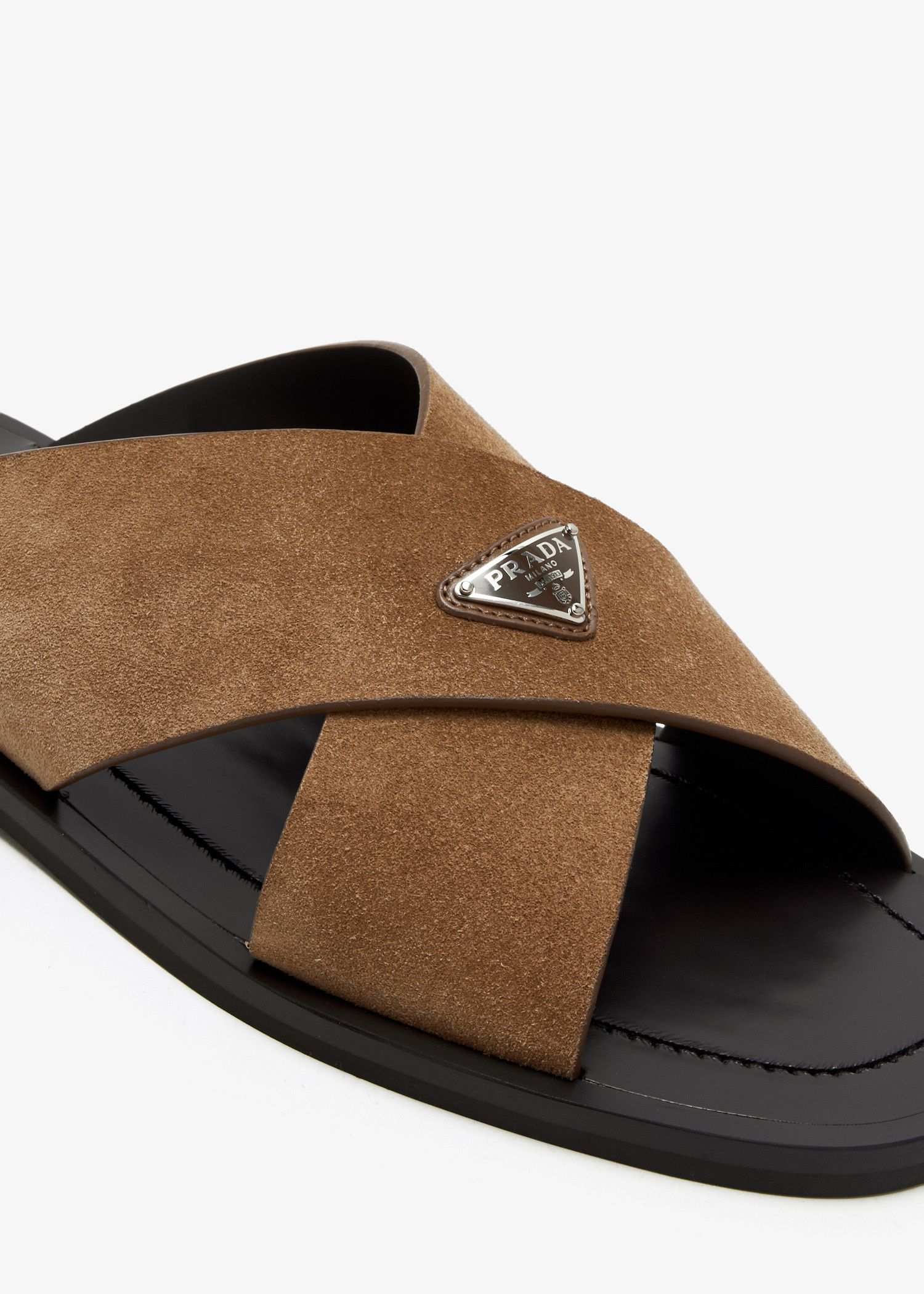 Prada Suede crisscross slides ★関税込 Prada Suede crisscross sandals for Men - Brown in UAE