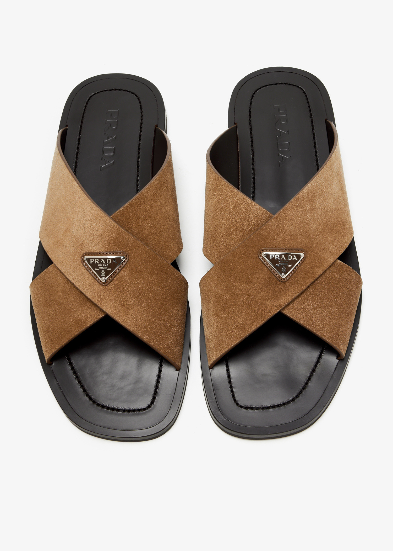 Prada Suede crisscross sandals for Men - Brown in UAE