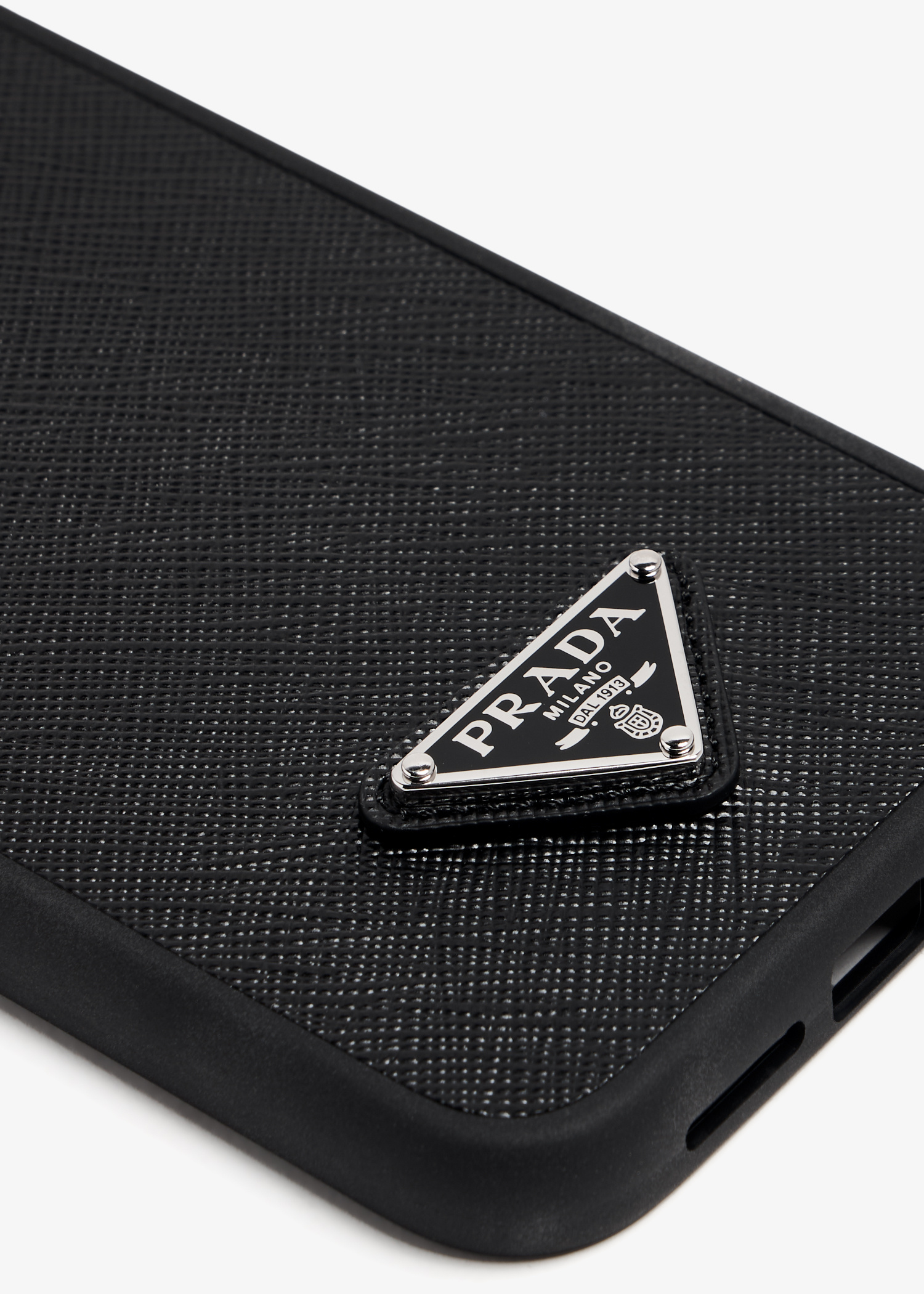 Prada iPhone 15 Pro saffiano leather cover for Men - Black