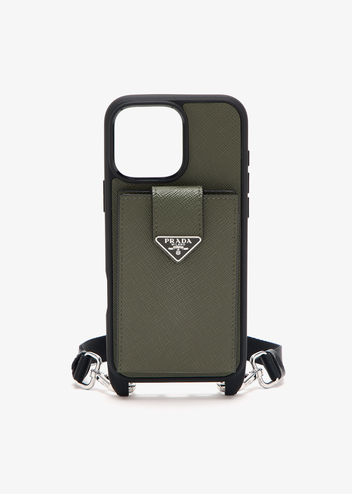 iPhone・スマホケース Prada Textured Black Calf Leather Phone Cover Prada Saffiano Leather Case For Iphone 16 Pro Max | Saks