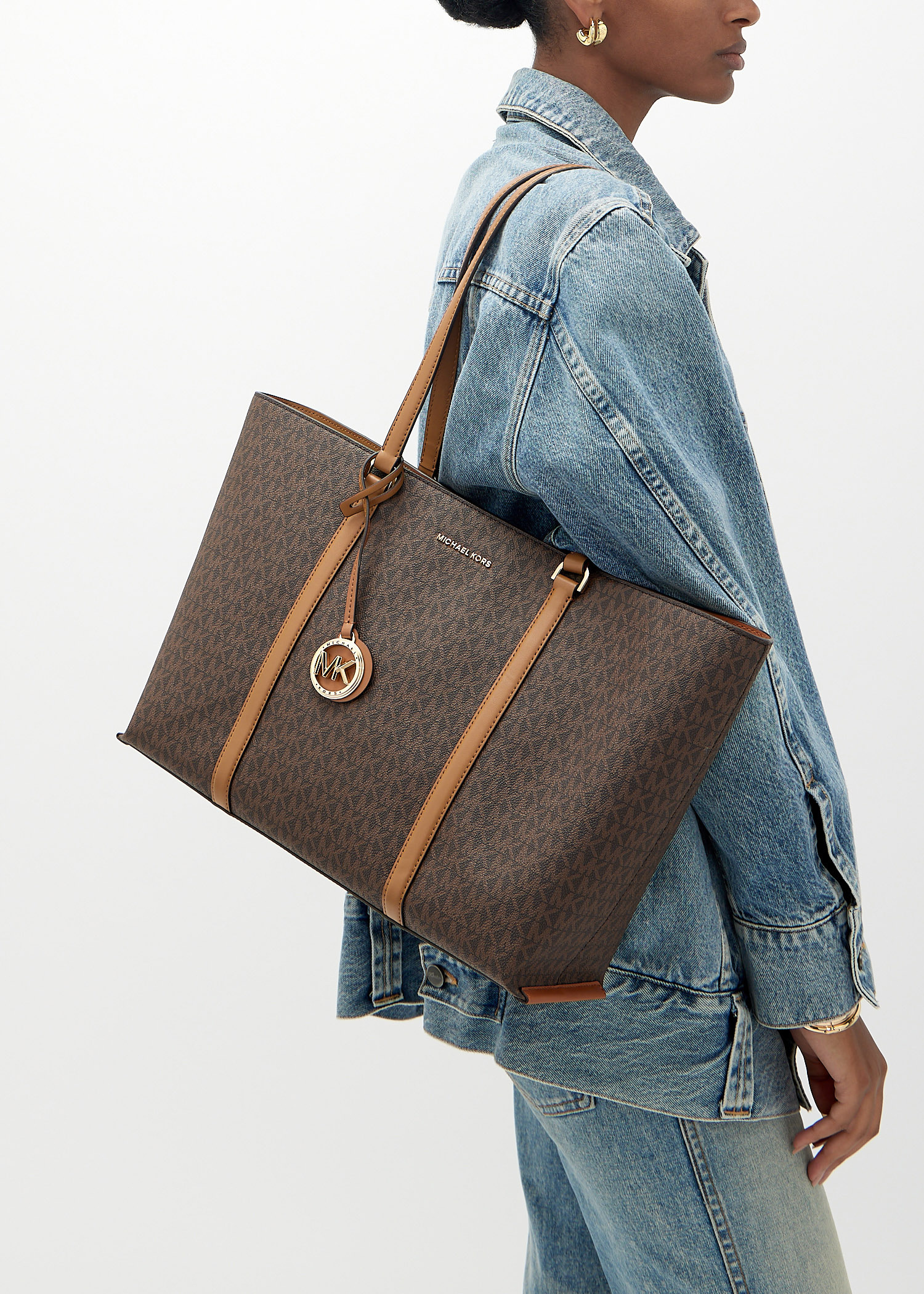 トートバッグ Michael Kors Woman Tote bags Brown 30R4G1LT3B 252 Michael Kors Signature Logo-Print Tote Bag 30R4G1LT3B-252