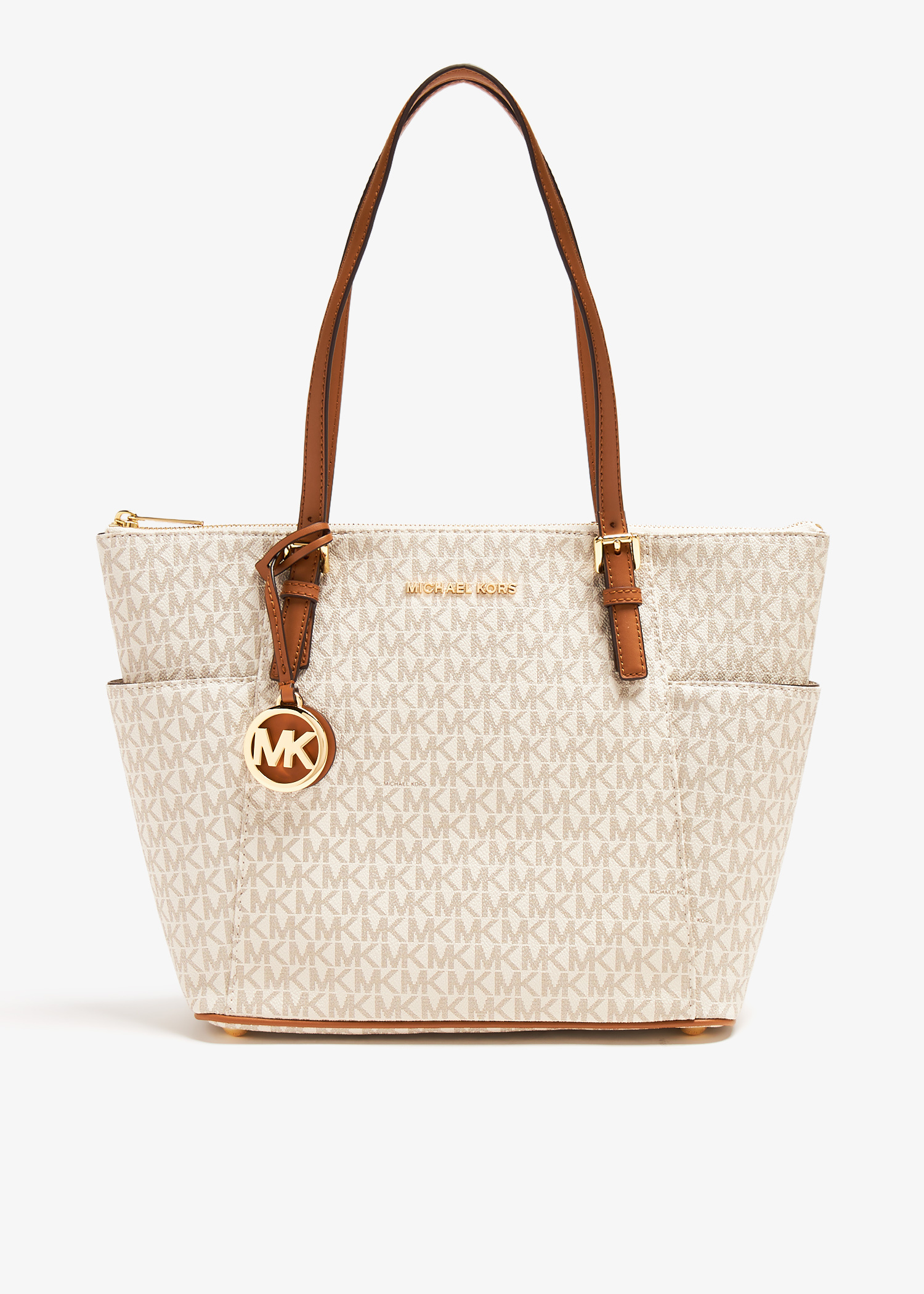 Michael Kors Jet Set logo zip tote bag for Women - Cream in USA