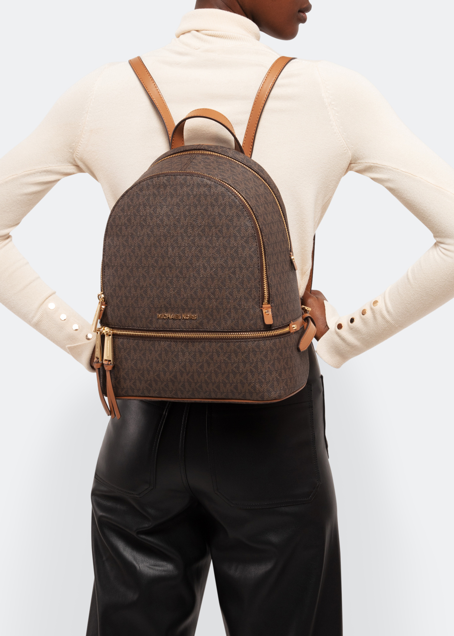 バックパック・リュック MICHAEL KORS Women Backpacks 30S7GEZB1B 200 BROWN Michael Kors Rhea medium logo backpack for Women - Brown in
