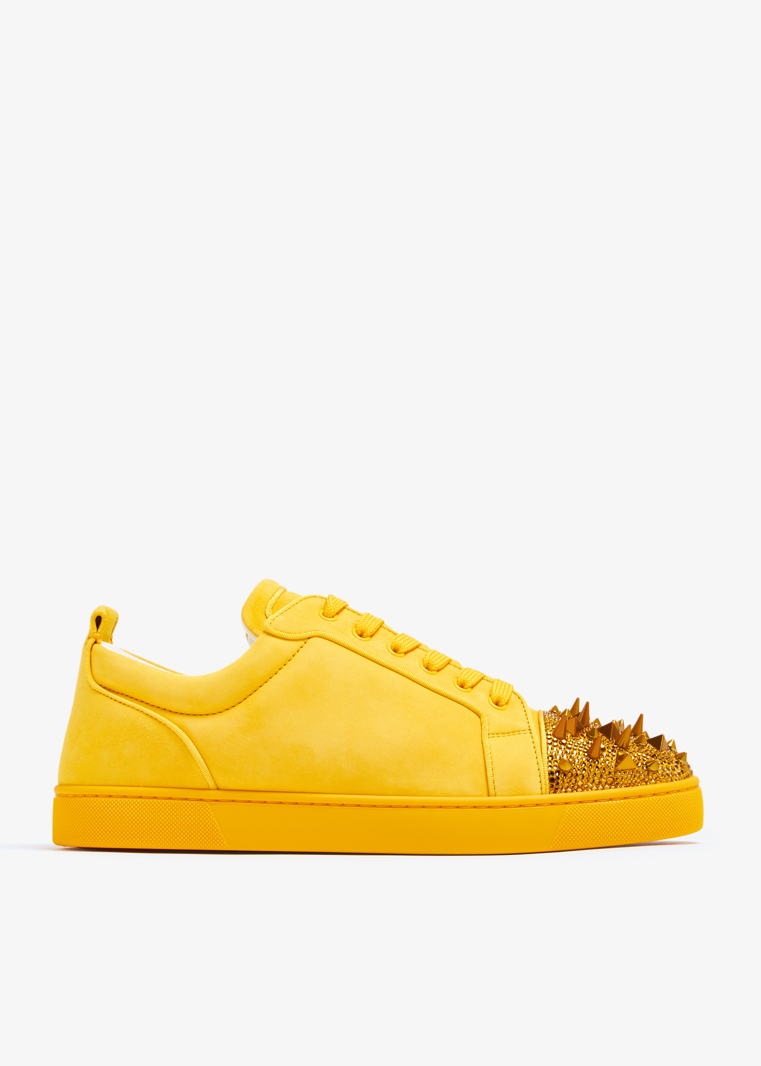 靴 Christian Louboutin LEMON YELLOW SUEDE Christian Louboutin Louis Yellow Suede Gold Spike High Top