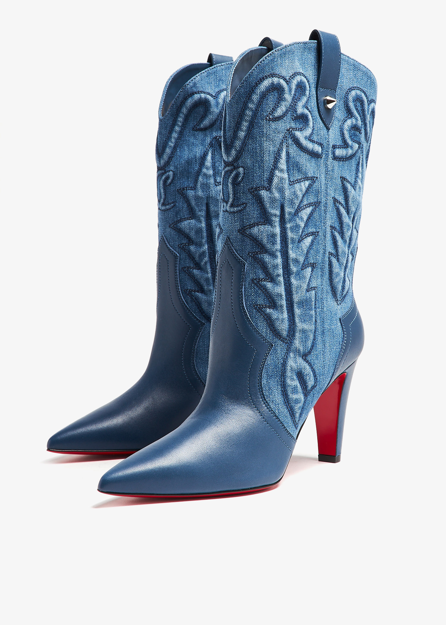 Christian louboutinブーツターコイズスエードブーティヒール青 Christian Louboutin Santiabooty 85 ankle boots for Women