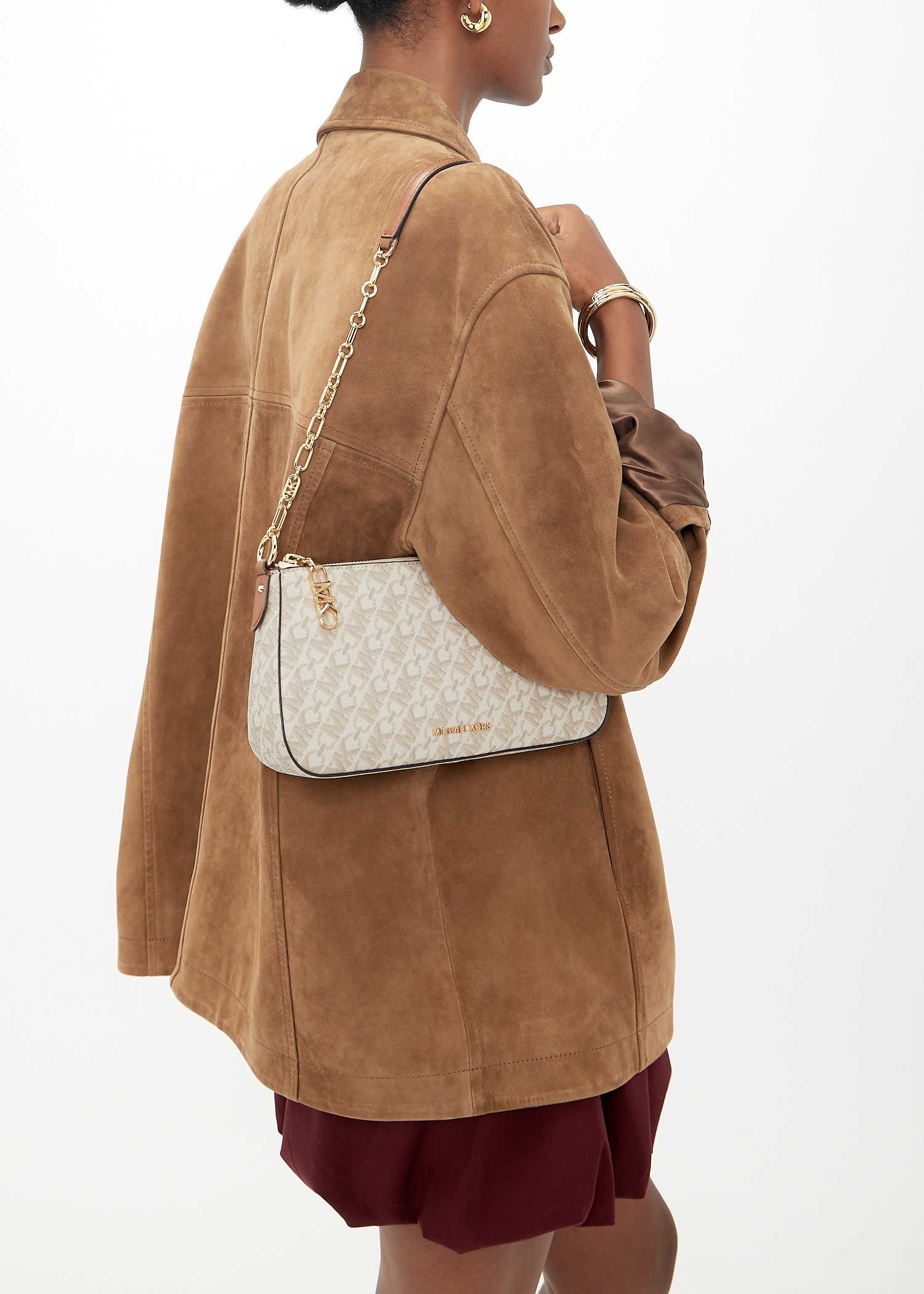 バッグ Jacquard Chain Pochette nude herlipto Michael Kors Empire medium chain-link pochette bag for Women