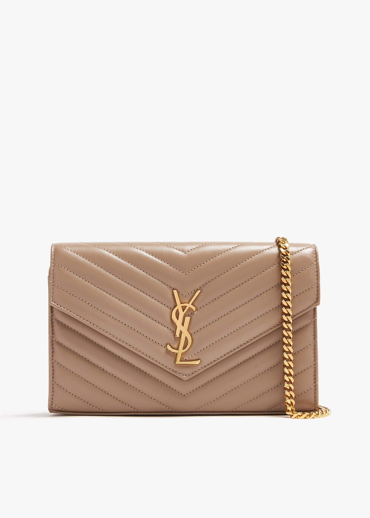 Saint Laurent Cassandre chain wallet for Women - Brown in