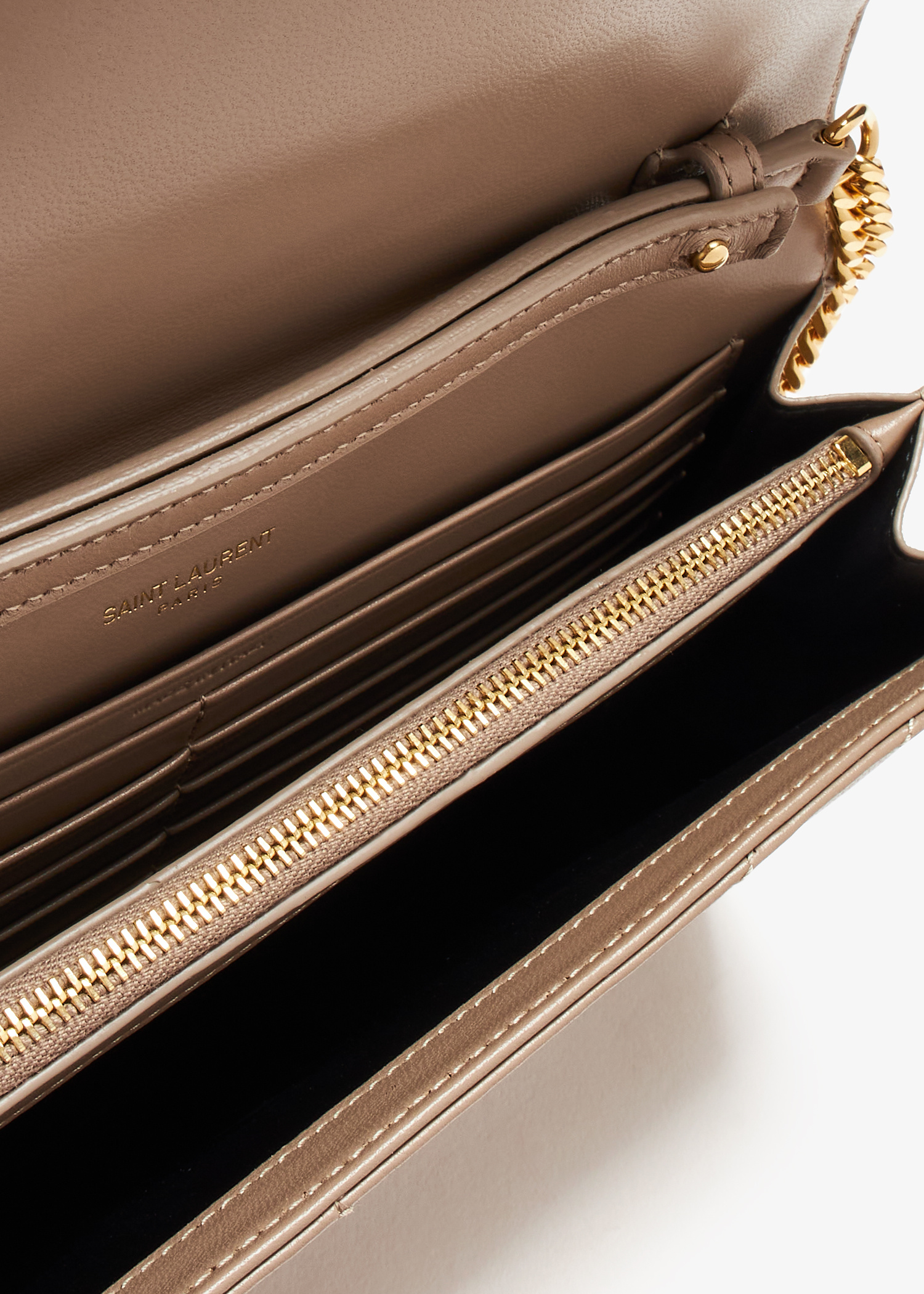 Saint Laurent Cassandre chain wallet for Women - Brown in