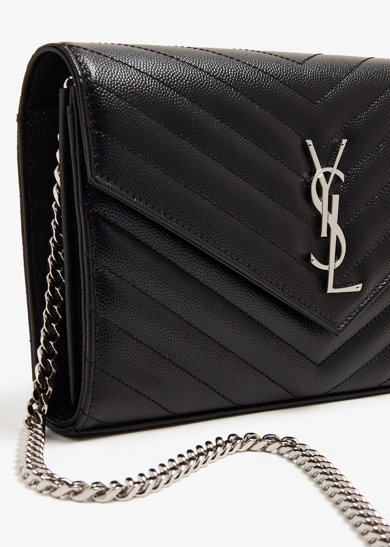 VIP【関税送料無料】希少 Saint Laurent Cassandre Pin Saint Laurent Classic Cassandre chain wallet for Women