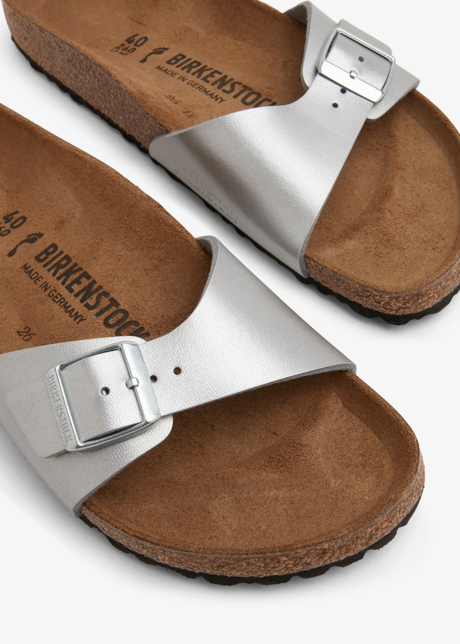 【新品未使用】BIRKENSTOCK Madrid BS Silver 38 Madrid Synthetics in Color Washed Metallic Silver