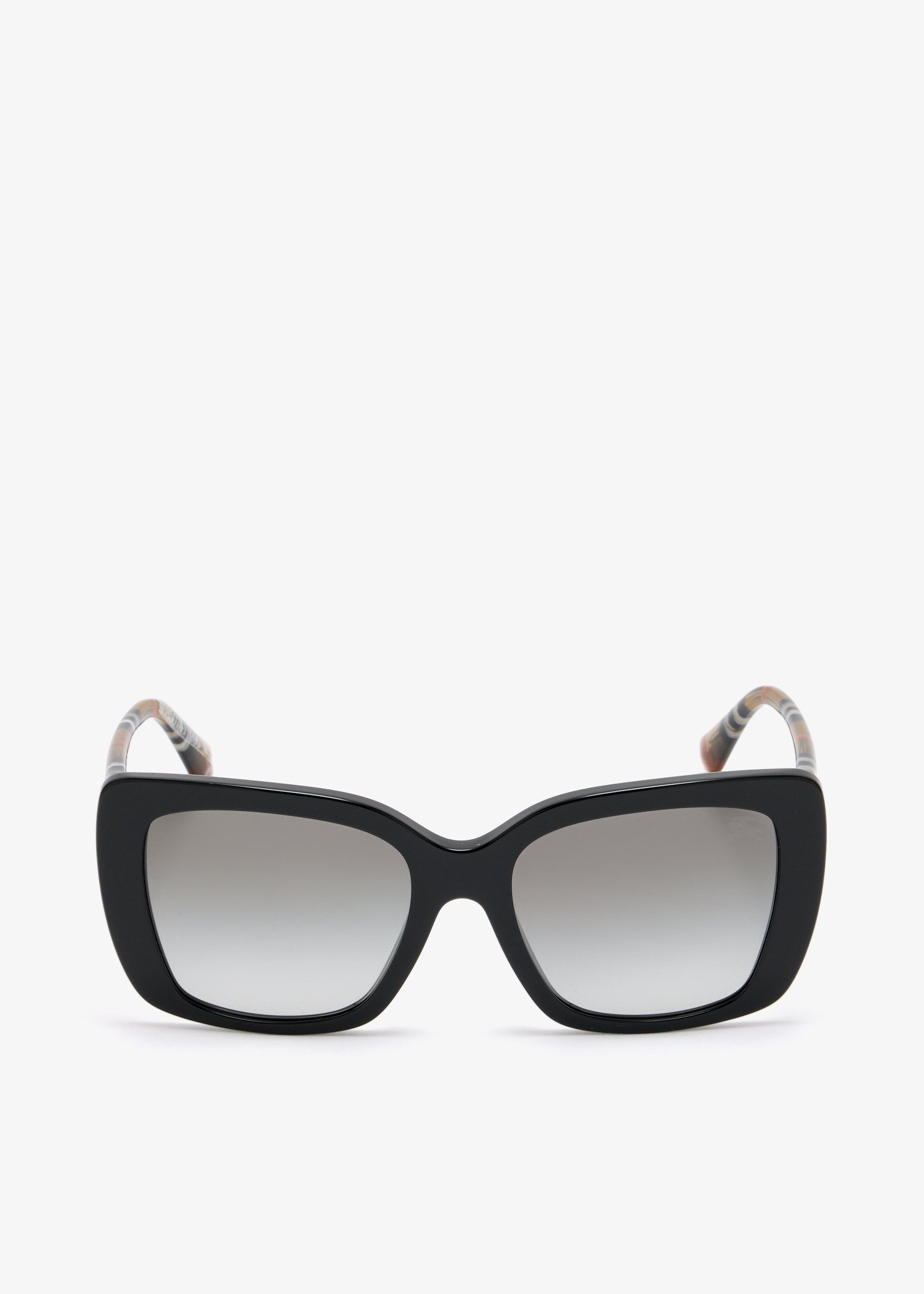 New Burberry Sunglasses Black Square Checkered Arms Womens 49mm BURBERRY Check Square Sunglasses in Black/check | Burberry® Official main image 2