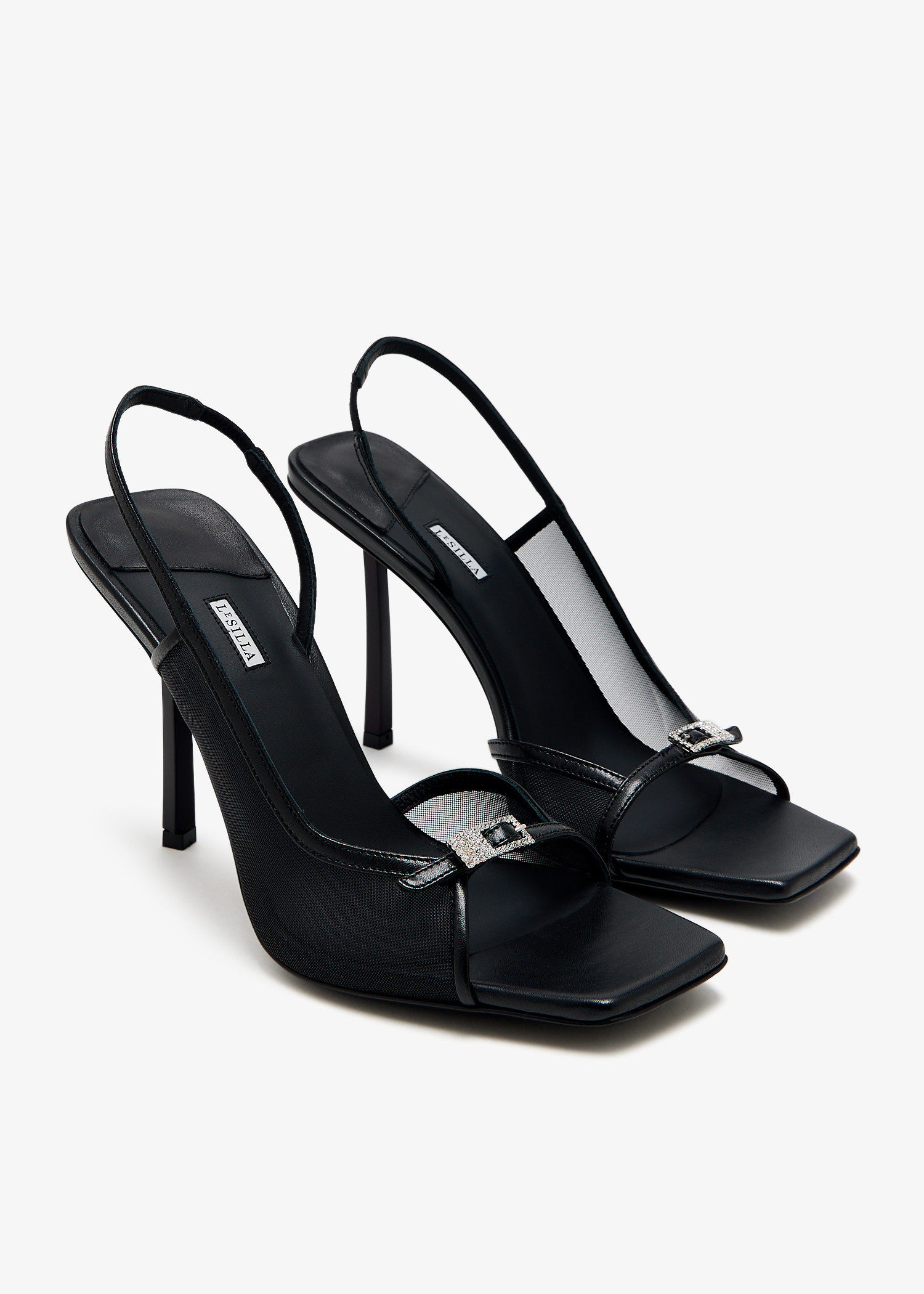 パンプス LE SILLA CHANEL VITTORIA SLINGBACKS IN MESH AND LEATHER VITTORIA SLINGBACK 95 mm CUBA | Le Silla
